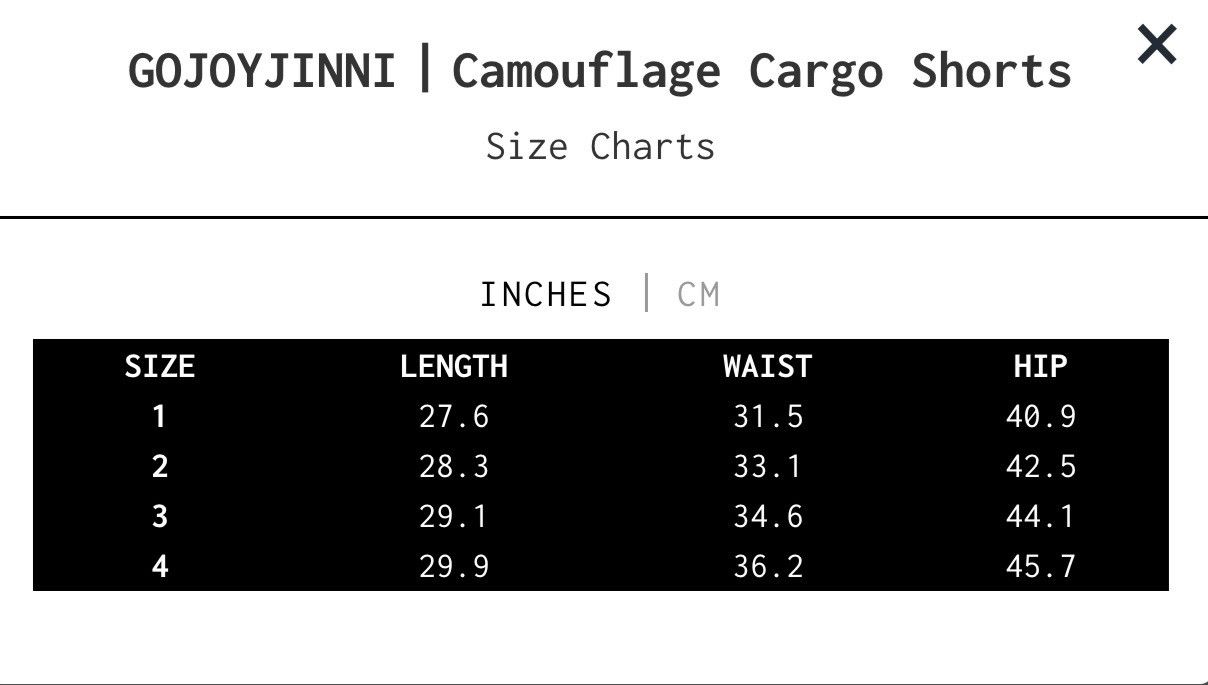 Gojoyjinni Camouflage Cargo Shorts