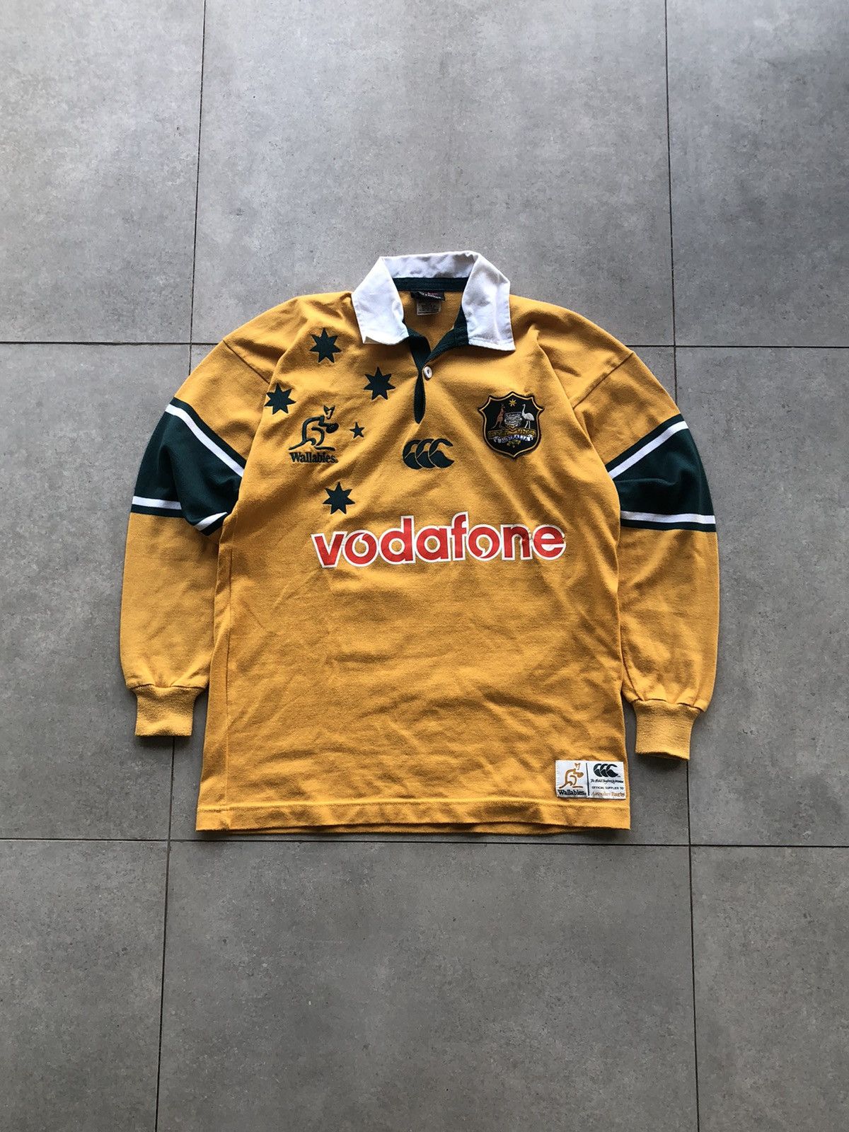 image of Canterbury Of New Zealand Vintage 2000 Canterbury Wallabies Jersey in Mustard, Men's (Size Medium)