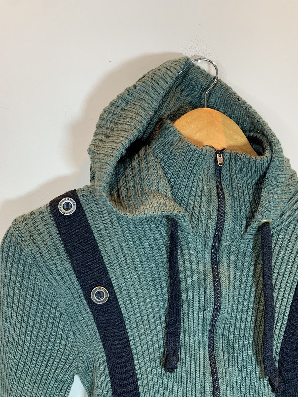 Vintage *RARE* Vintage 1960’s French Military Knit Hoodie Sweater Size US S / EU 44-46 / 1 - 4 Thumbnail