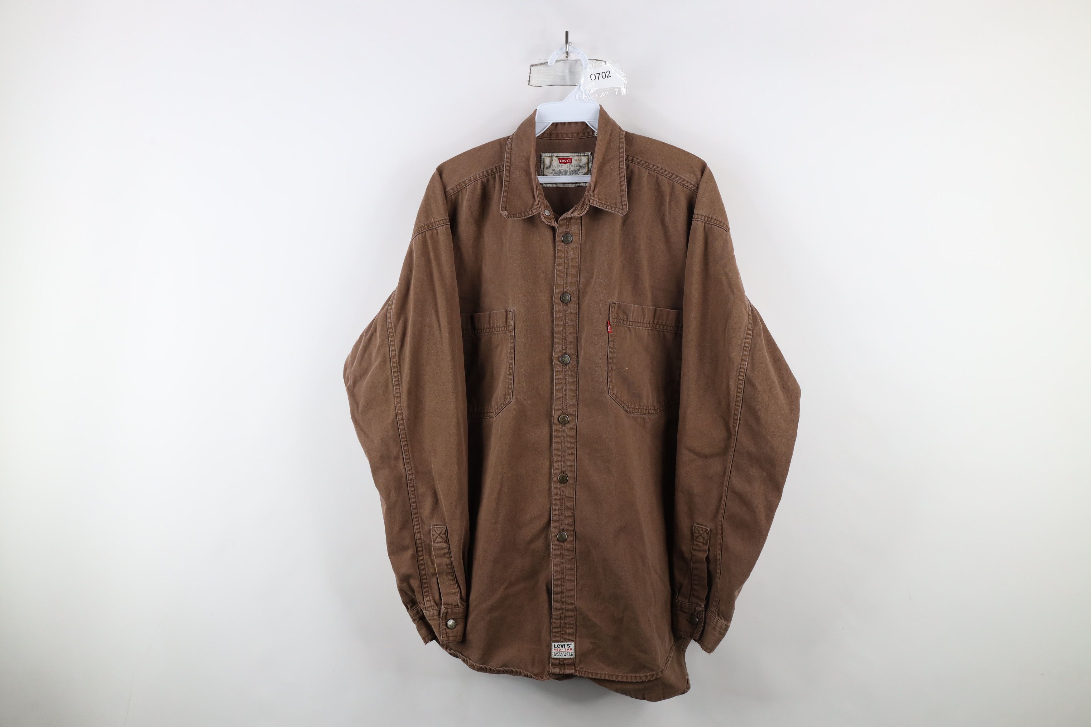 Levi's × Vintage Vintage 90s Levis Denim Jean Collared Button Shirt Brown Size US L / EU 52-54 / 3 - 1 Thumbnail