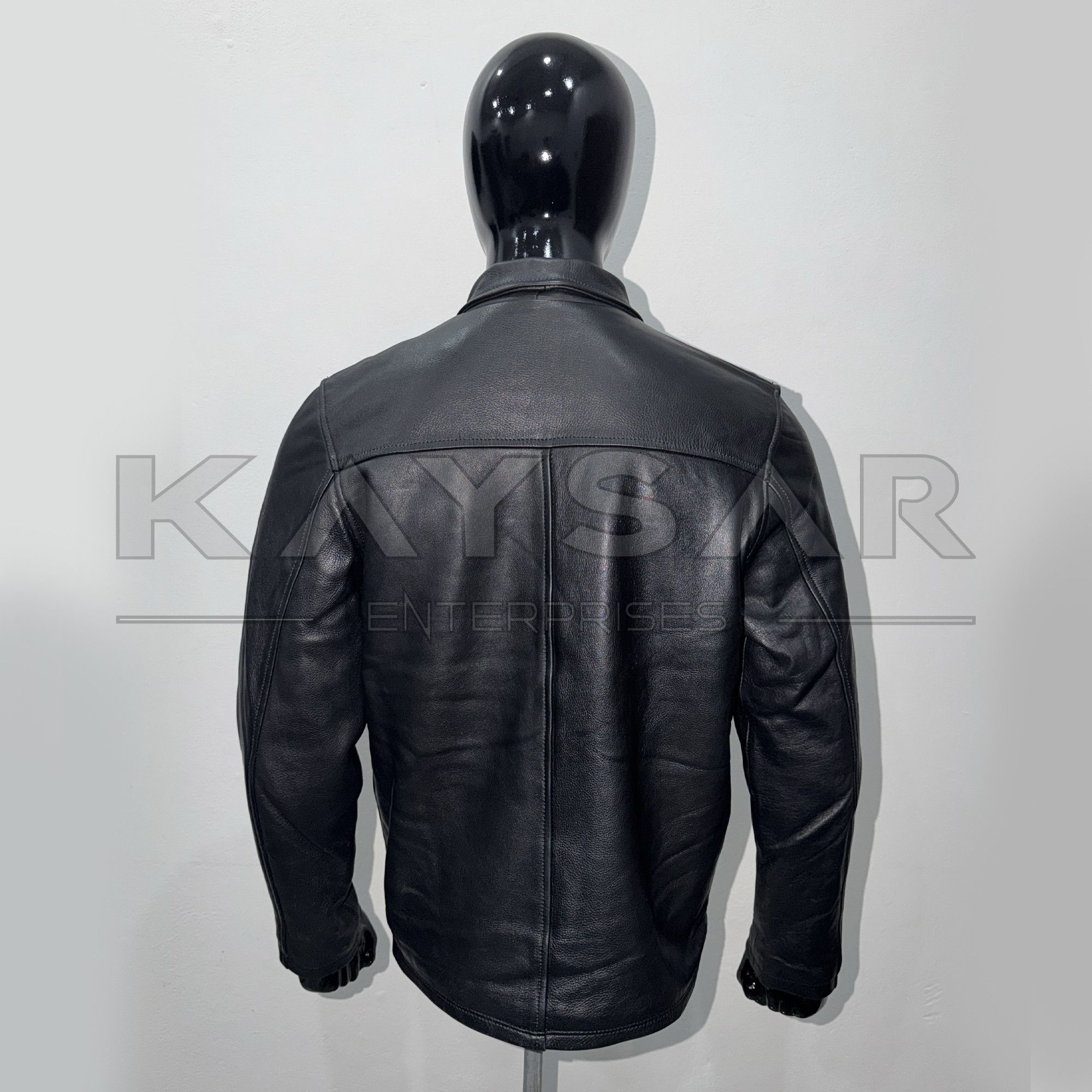 Vintage Black Cowhide Leather Jacket – Classic Casual Fit