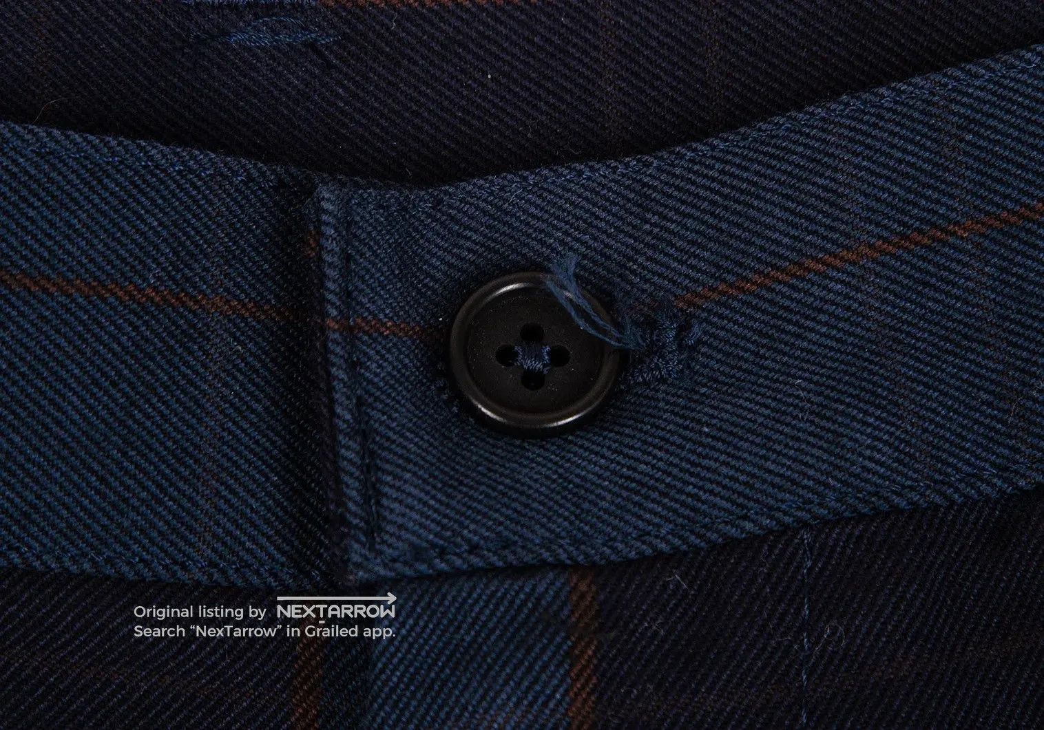 Cotton Wool Check Double Pants In Navy in Blue, Men's (Size 36) — image 5 of 6