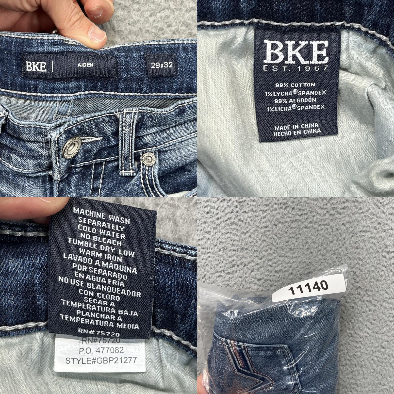 BKE BKE Aiden Jeans Mens 29x32 Distressed Medium Wash Stretch Straight Jeans Men Size US 29 - 11 Thumbnail