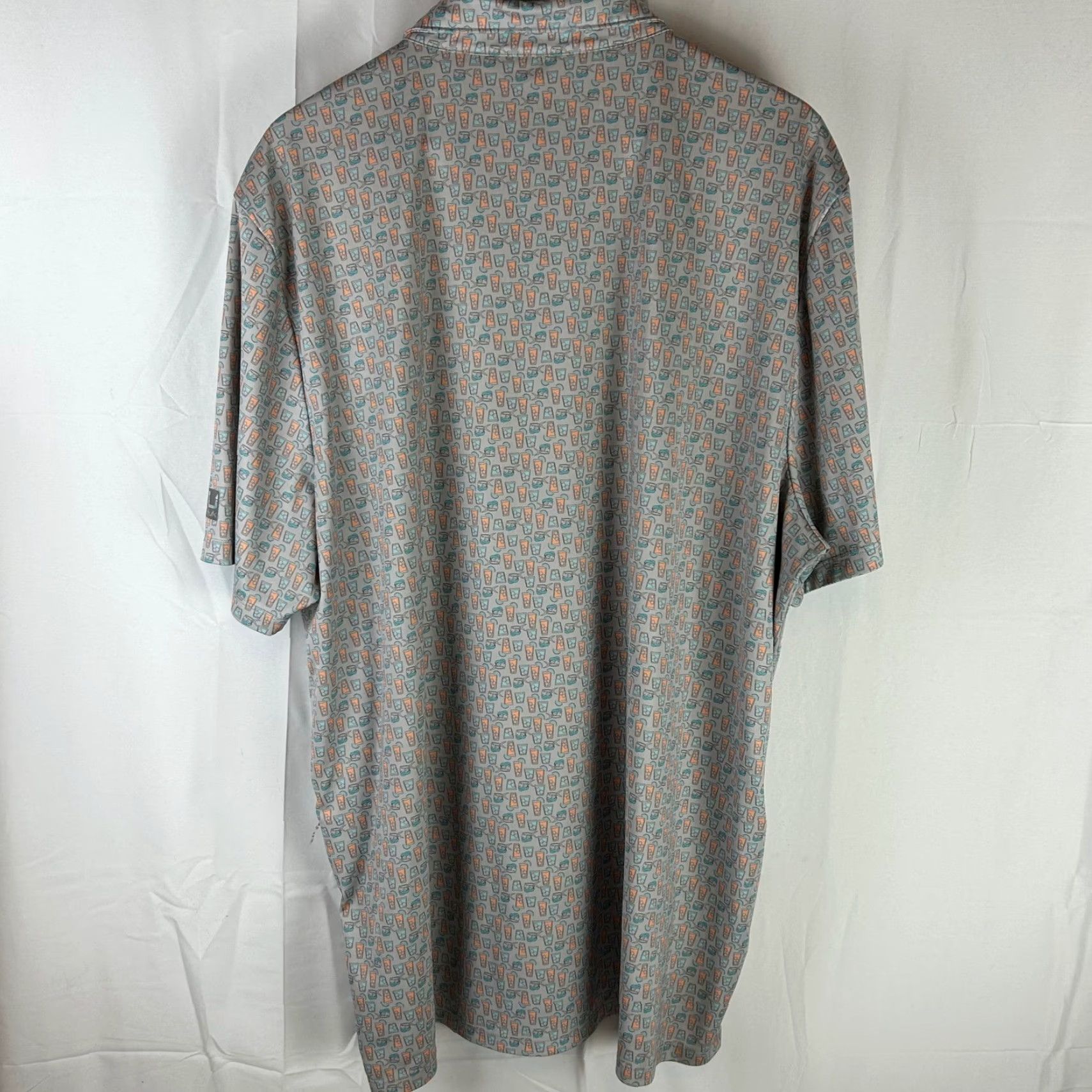 Vintage Huk Polo Shirt Mens XXXL Grey Multi Cocktail Print Performance All Over Print Polo Shirt Mens XXXL Grey Multi Cocktail Print Size US XXL / EU 58 / 5 - 7 Thumbnail