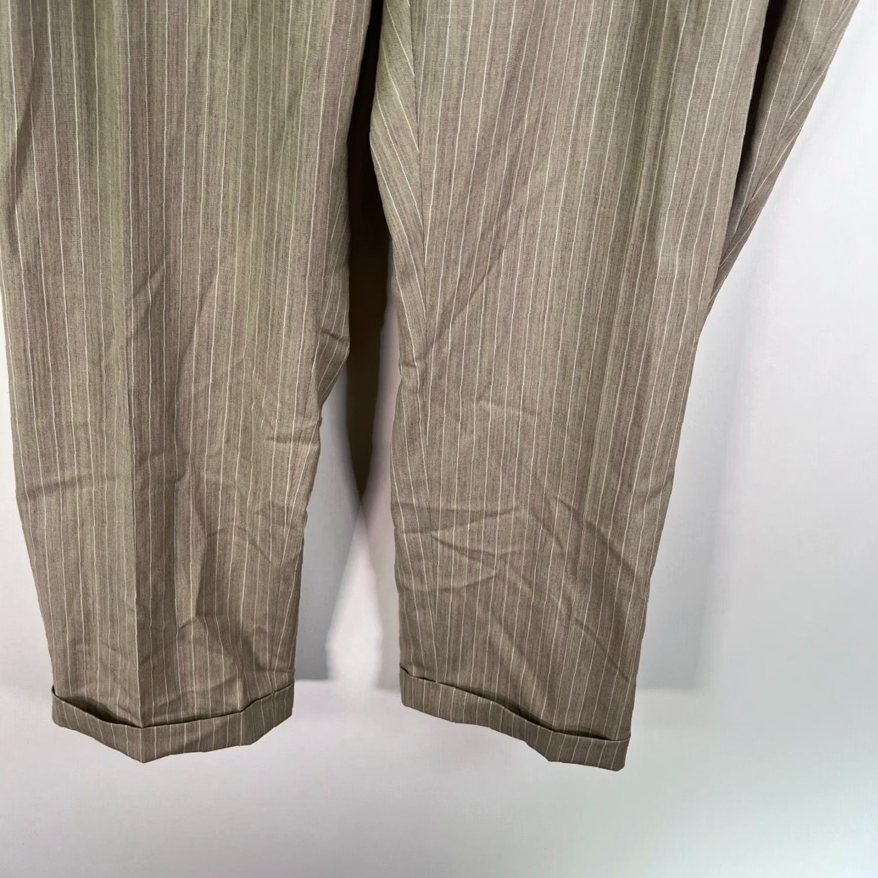 Stafford VINTAGE Stafford Wool Blend Joggers Pants High Rise Straight Cuffed Mens Size 44 Tan Striped Fall Spring Size US 44 / EU 60 - 4 Thumbnail