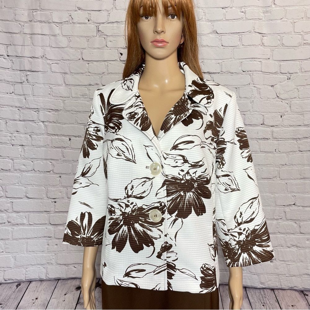 Other New Susan Graver Style Floral Pattern 3/4 Sleeve Jacket Siz Size M / US 6-8 / IT 42-44 - 1 Thumbnail