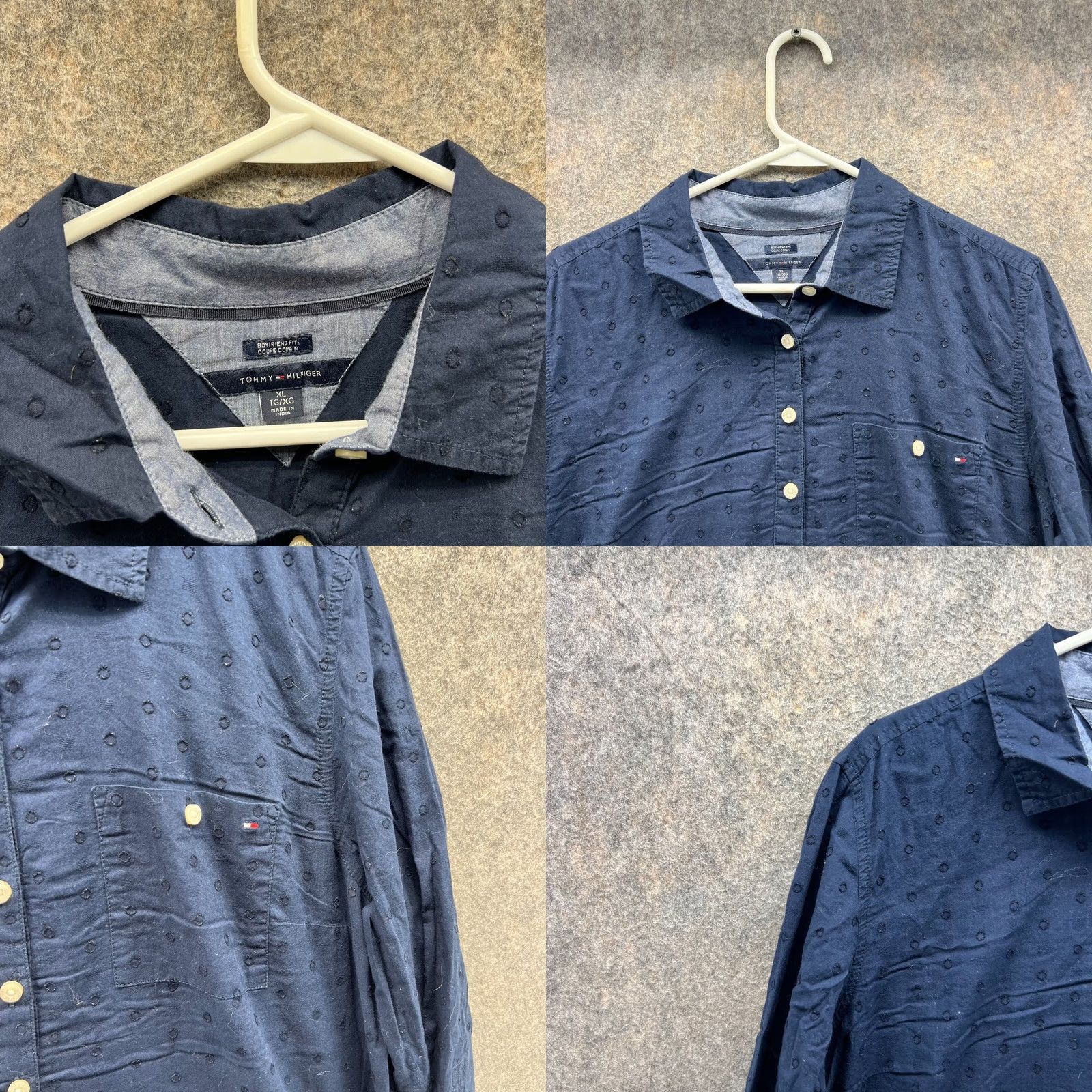 Tommy Hilfiger Tommy Hilfiger Shirt Women XL Blue Casual Button Down Polka Dot Cotton Long Sleeve Collared Button-Up Size XL / US 12-14 / IT 48-50 - 8 Thumbnail