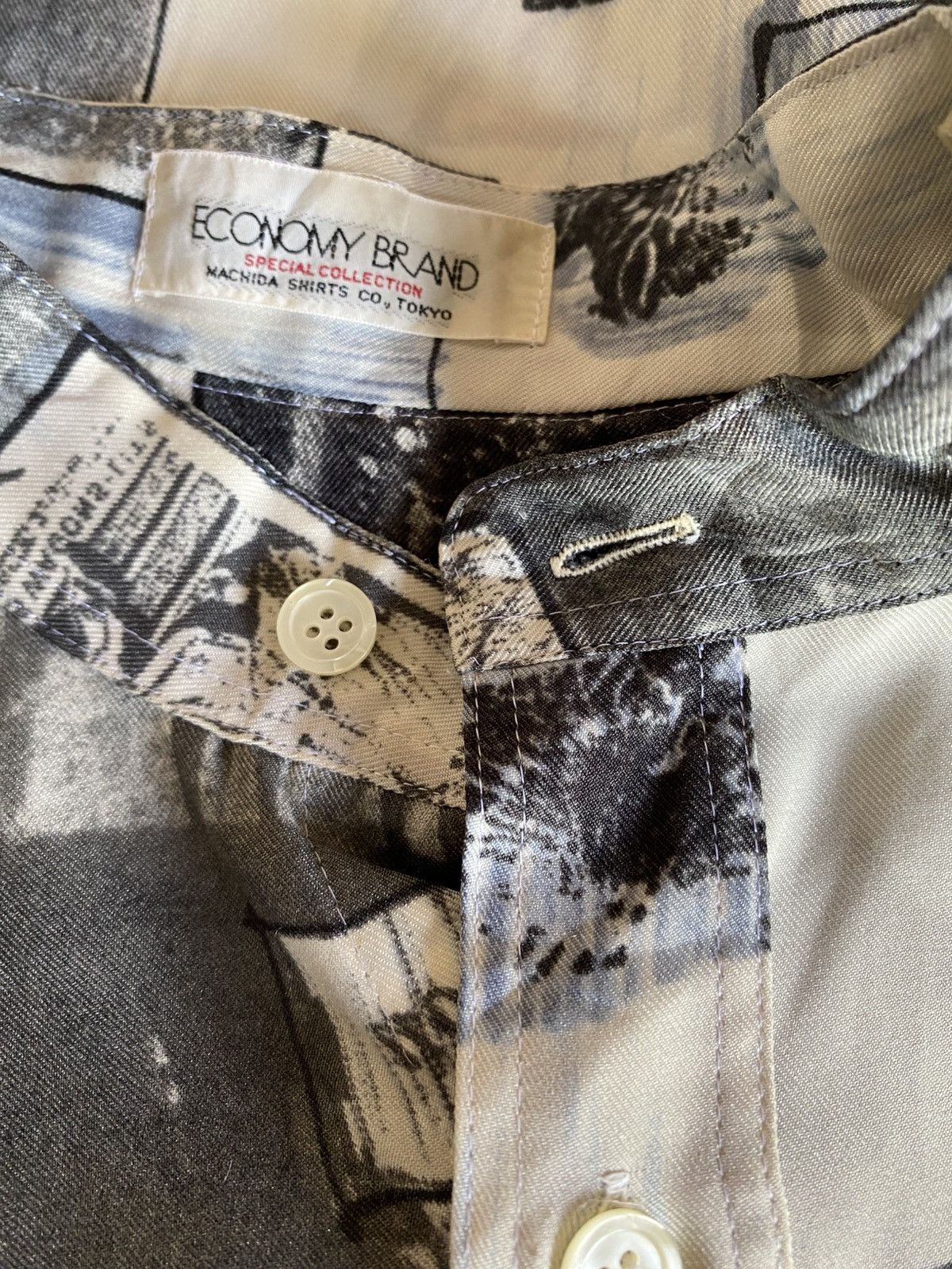 Designer × Japanese Brand ECONOMY BRAND Abstract Print Mandarin Shirt Size US M / EU 48-50 / 2 - 6 Thumbnail