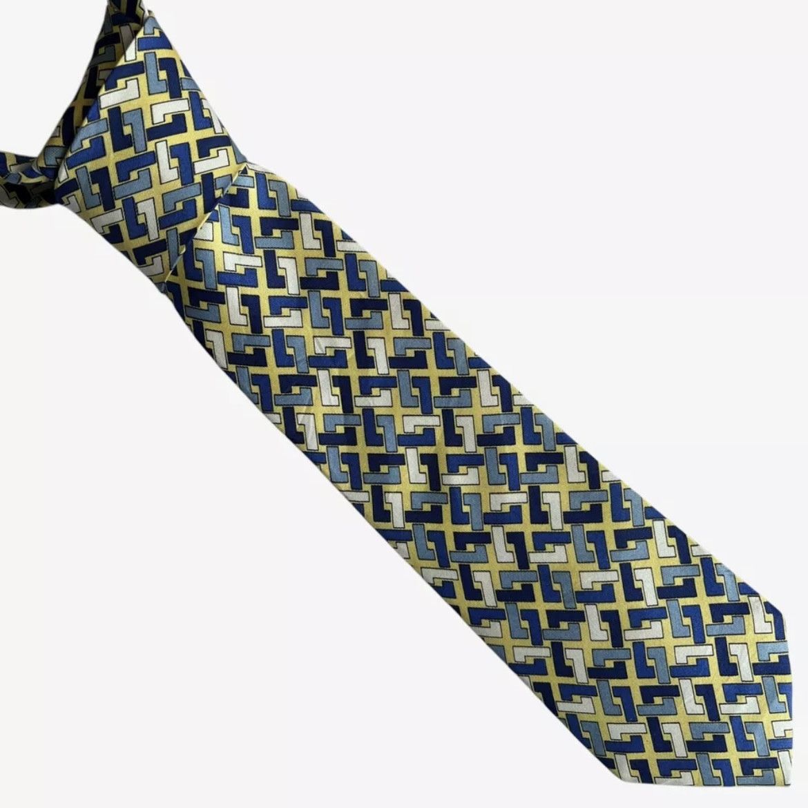 Turnbull & Asser Vintage 90s Turnbull & Asser Abstract Print Yellow Silk Tie Size ONE SIZE - 1 Thumbnail
