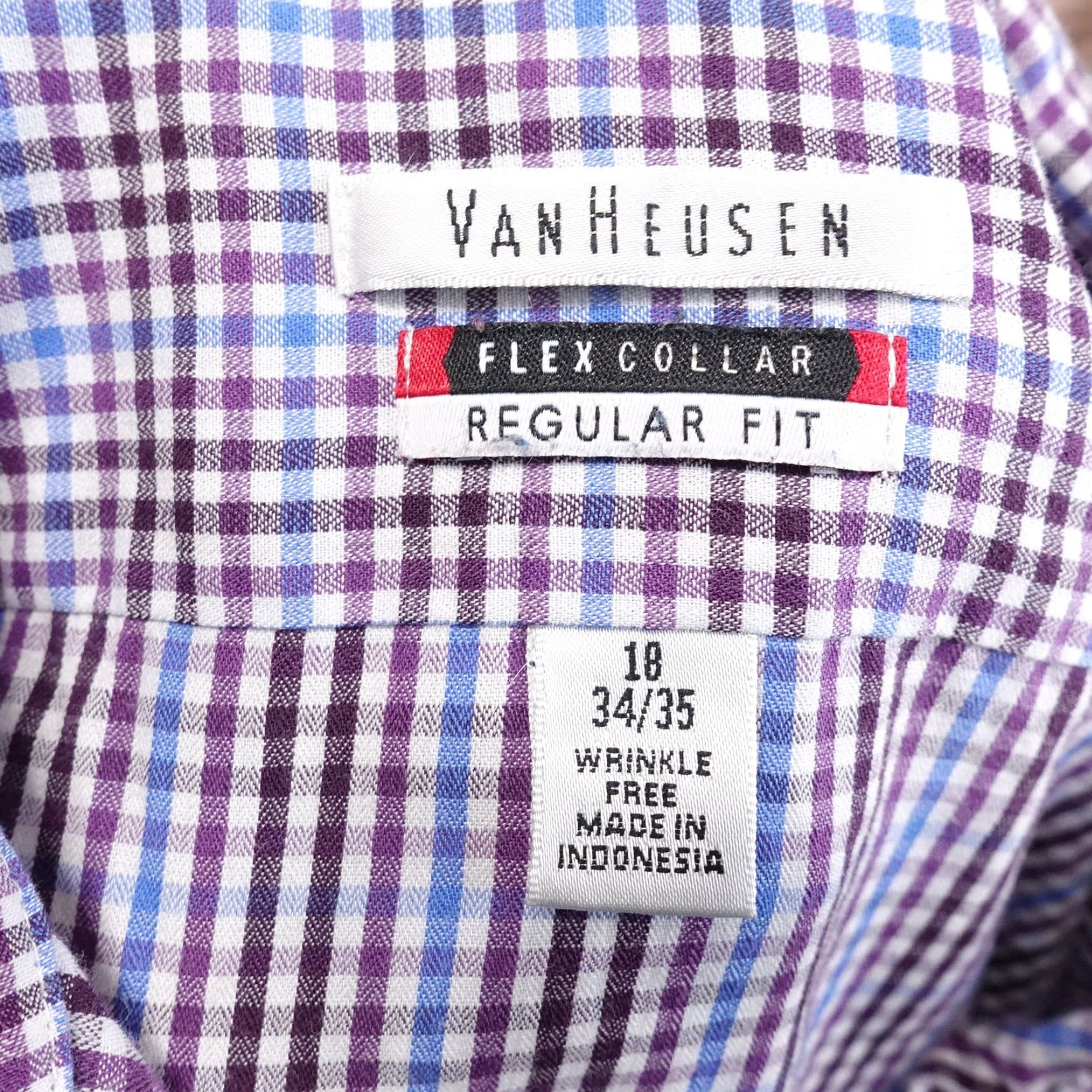 Van Heusen Vintage Van Heusen Dress Shirt Gingham Check Long Sleeve Business Casual Mens 18 Size 48R - 6 Thumbnail