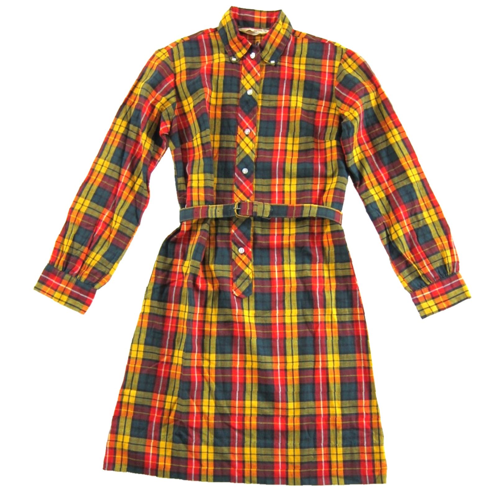 Wrangler VINTAGE Wrangler Shirt Dress XS Button Down Collar Plaid Western Pattern Cotton Green for Women Size XS / US 0-2 / IT 36-38 - 2 Thumbnail