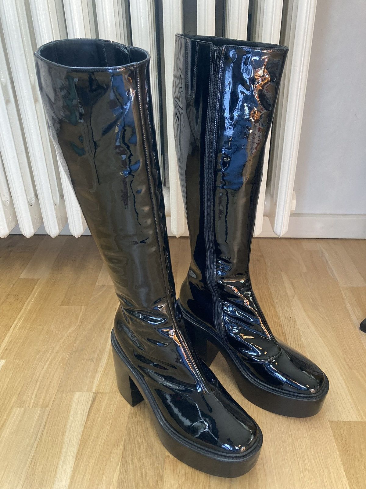 A.F. Vandevorst Knee high patent leather platforms Size US 11 / IT 41 - 2 Thumbnail