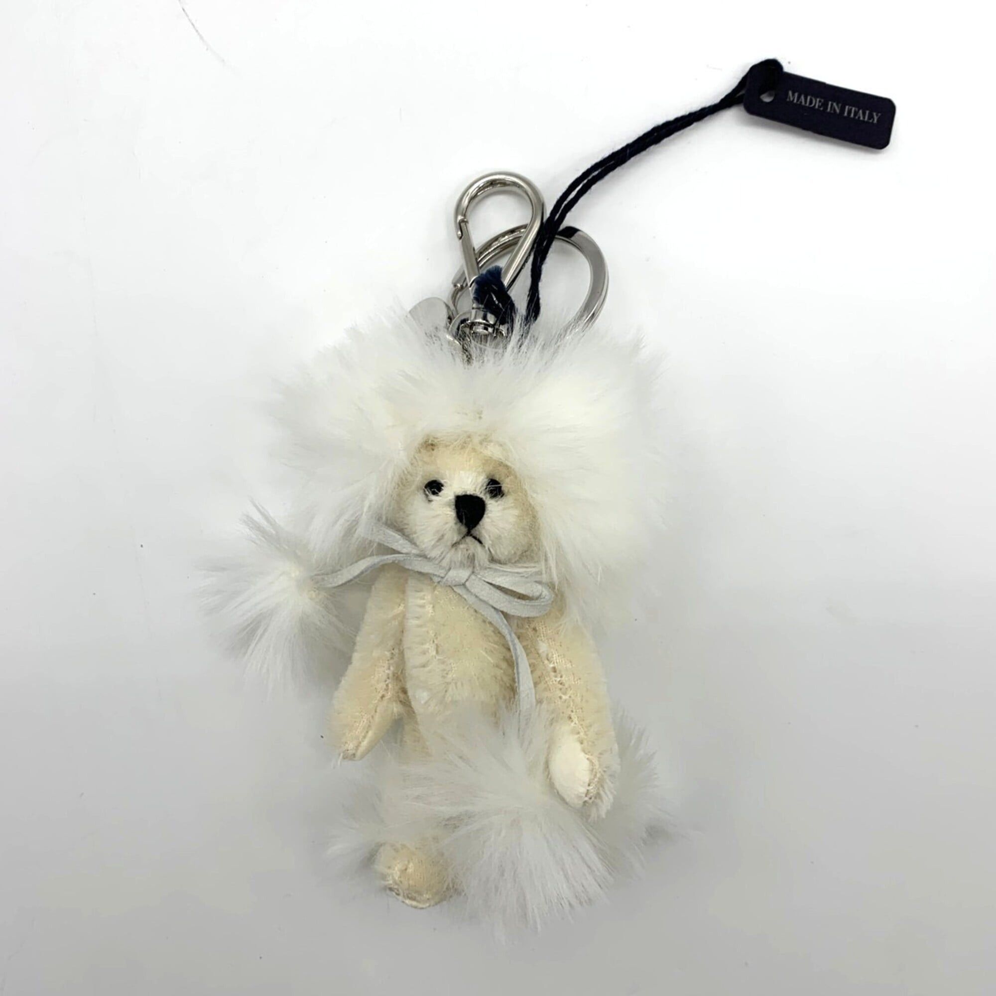 Prada Prada Trick White Fur Teddy Bear Bag Charm PRADA Size ONE SIZE - 1 Thumbnail