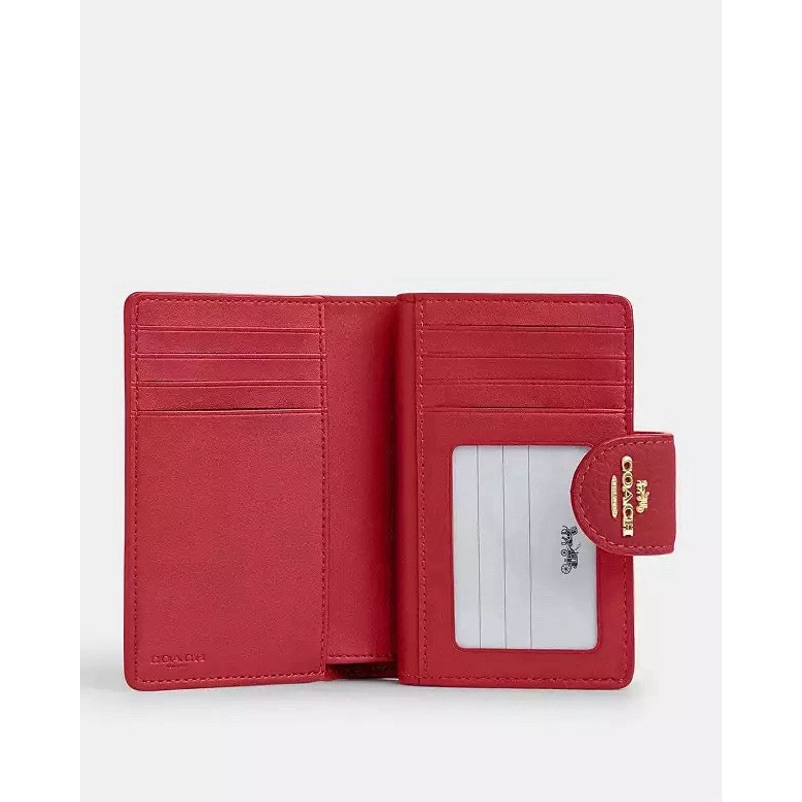 Coach NWT Coach Medium Corner Zip Wallet CBO41 Gold/True Red Size ONE SIZE - 7 Thumbnail