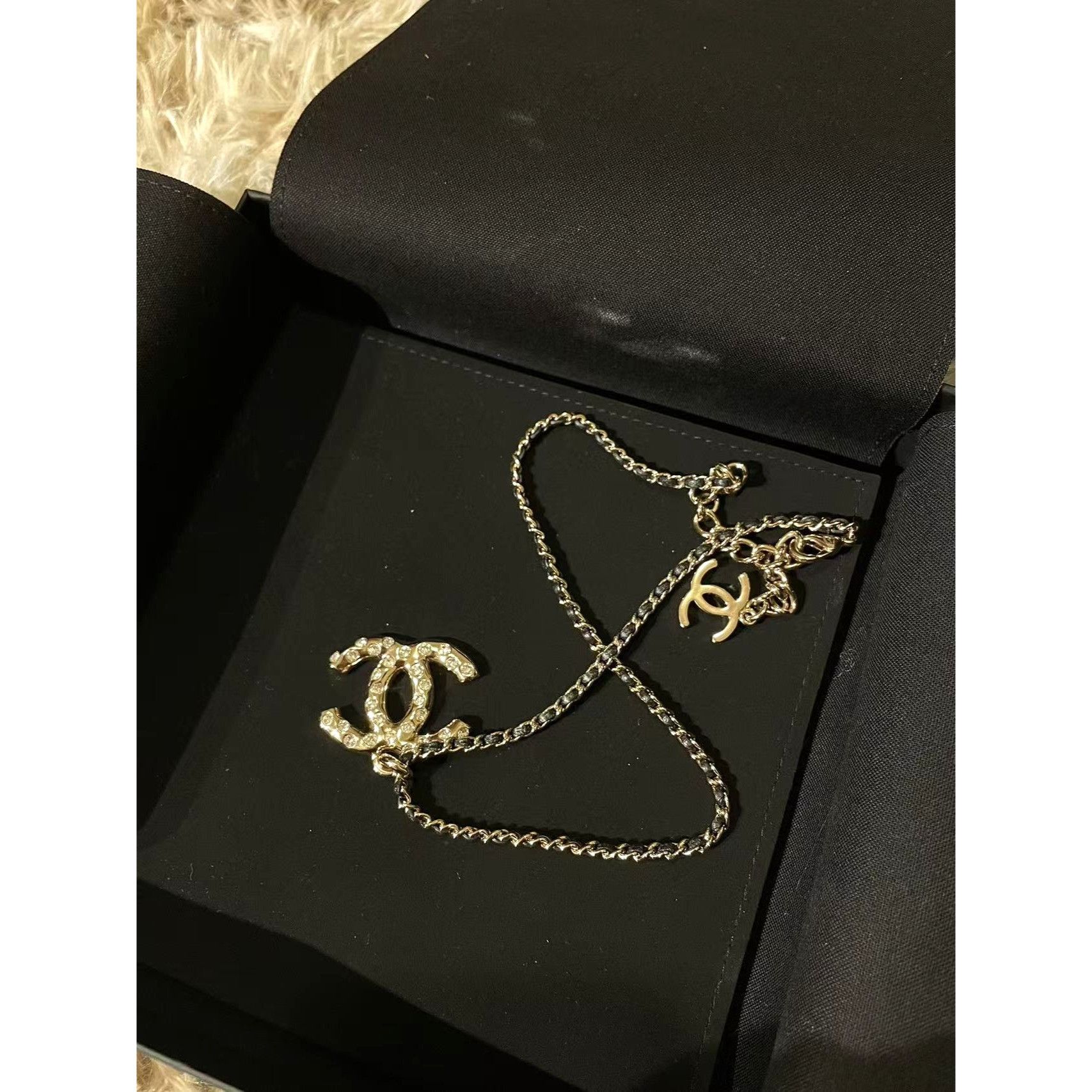 Chanel Chanel Authentic Gold-Plated Crystal Logo Pendant Necklace Size ONE SIZE - 2 Thumbnail