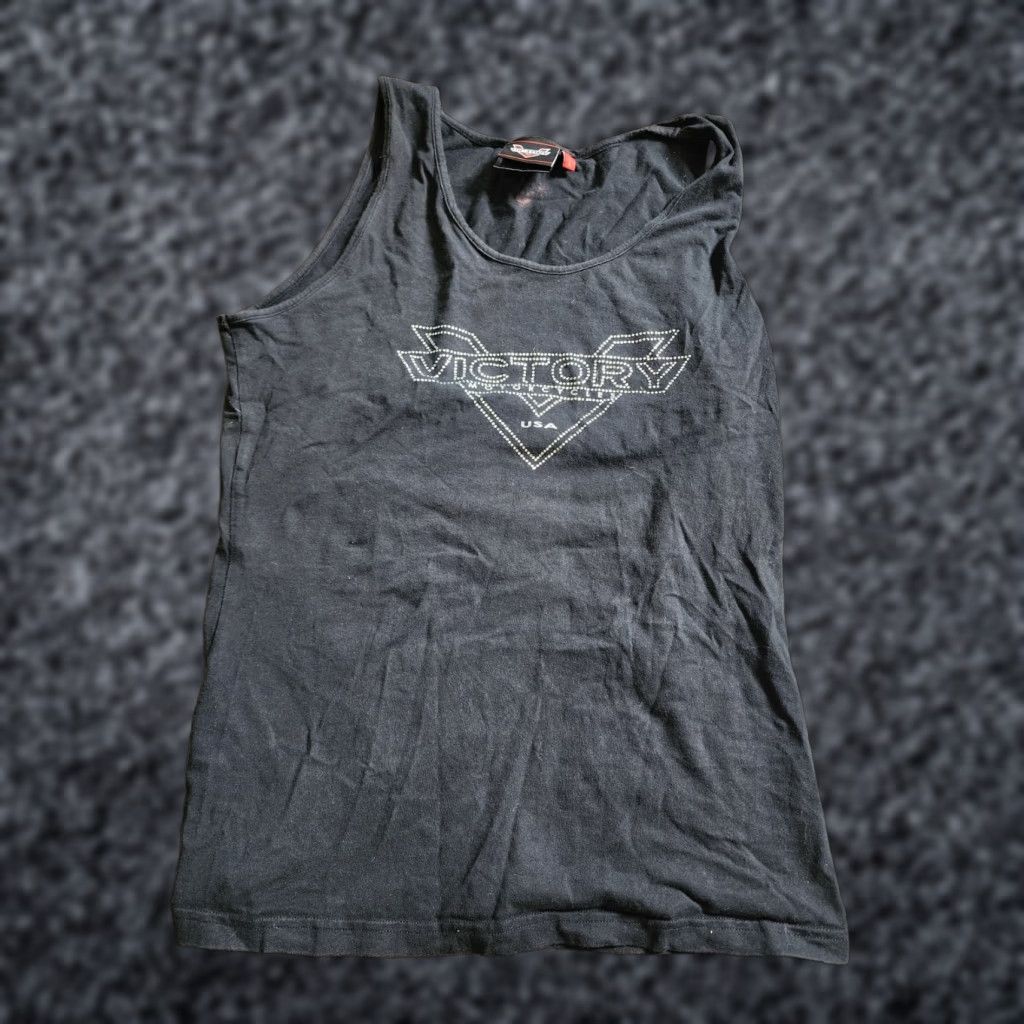 Logo 7 Womens Victory Tank Top Racerback Biker Motorcycles Logo Rhinestone L Black Sleeveless Size L / US 10 / IT 46 - 1 Thumbnail