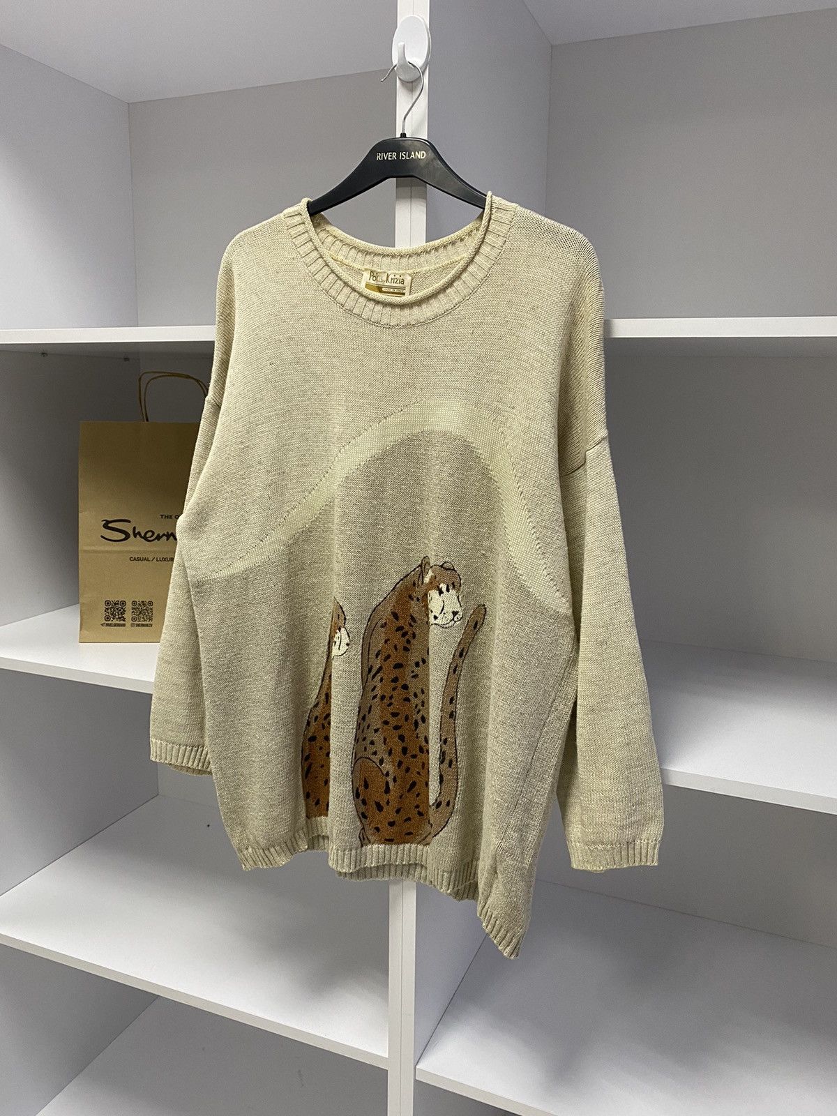 Designer × Vintage Vintage Poi by Krizia women’s tiger printed jumper sweater Size L / US 10 / IT 46 - 7 Thumbnail