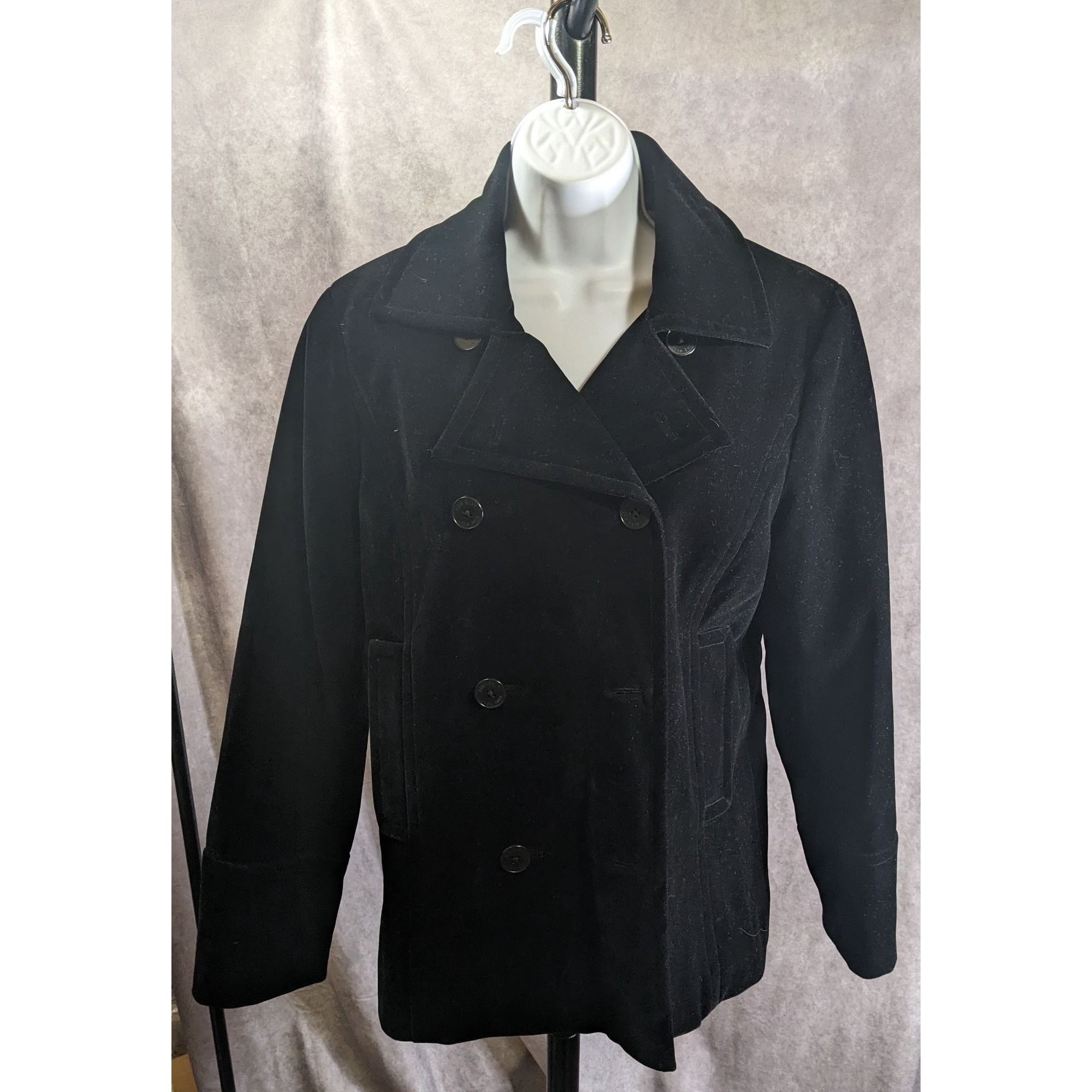 Nine West Nine West Black Velvet Double-Breasted Peacoat Medium Quilte Size M / US 6-8 / IT 42-44 - 5 Thumbnail