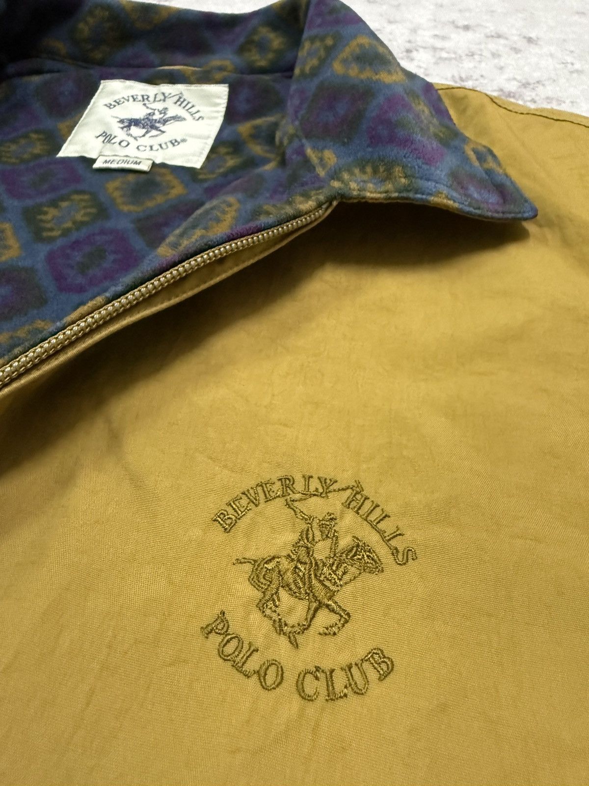 Beverly Hills Polo Club Vintage BHPC mustard yellow patterned fleece lining jacket Size US M / EU 48-50 / 2 - 7 Thumbnail