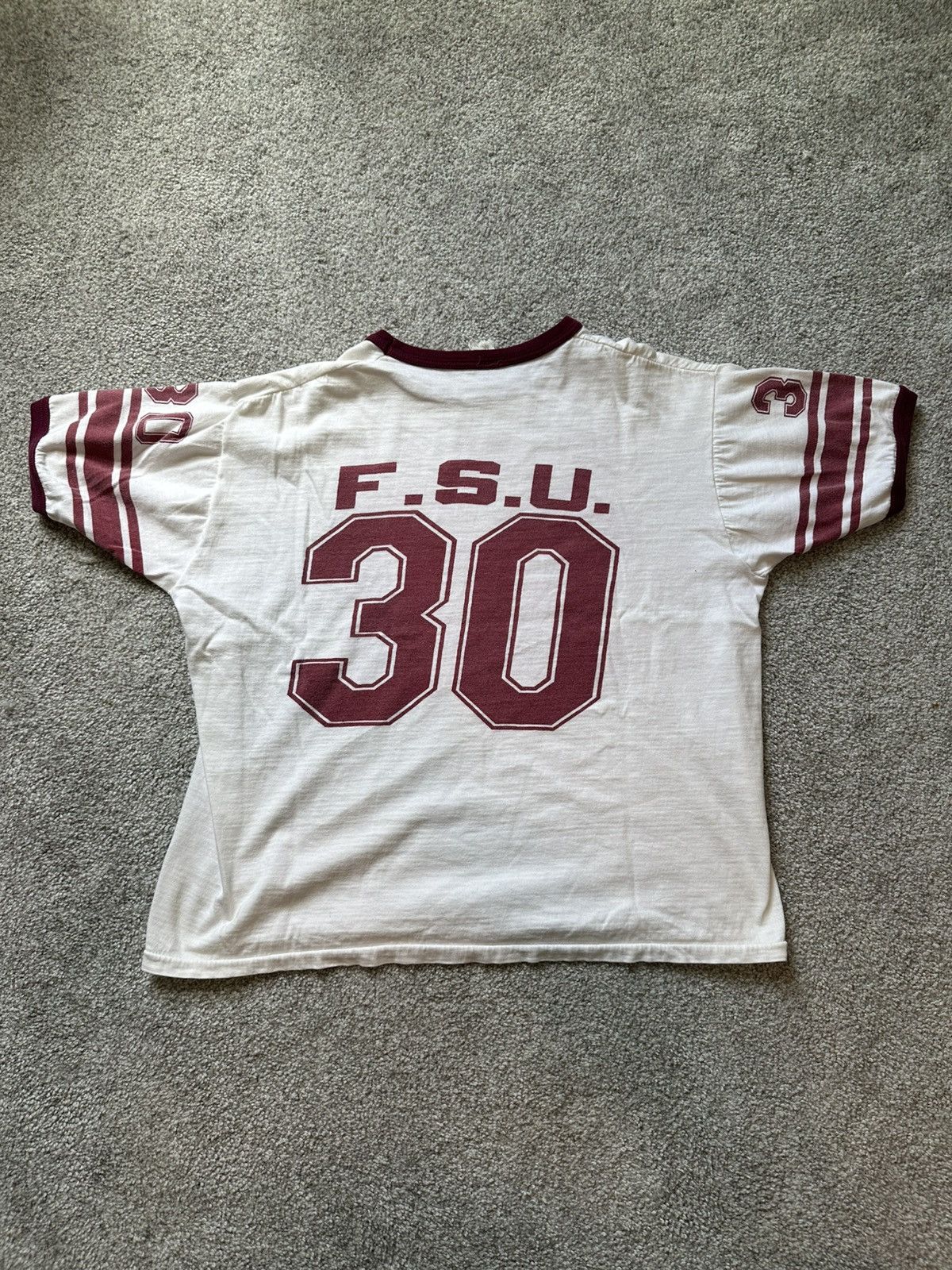 Vintage Vintage 50s 60s FSU Football Ringer Shirt Size US L / EU 52-54 / 3 - 10 Thumbnail