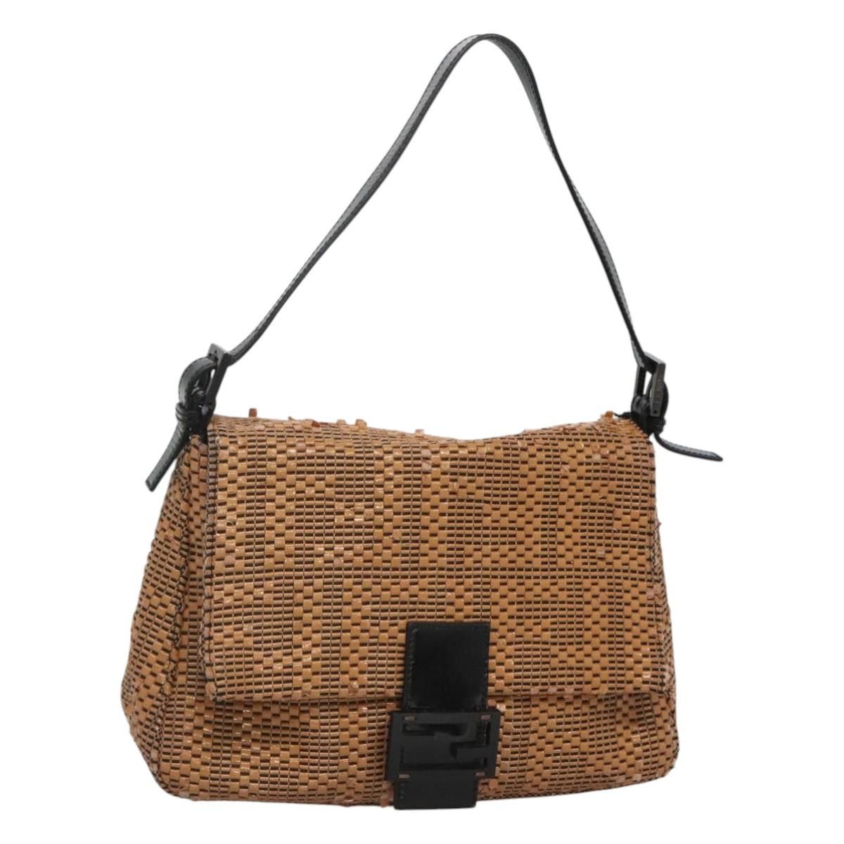 Fendi Mamma Baguette Shoulder Bag Leather Beige Auth 118073, Women's