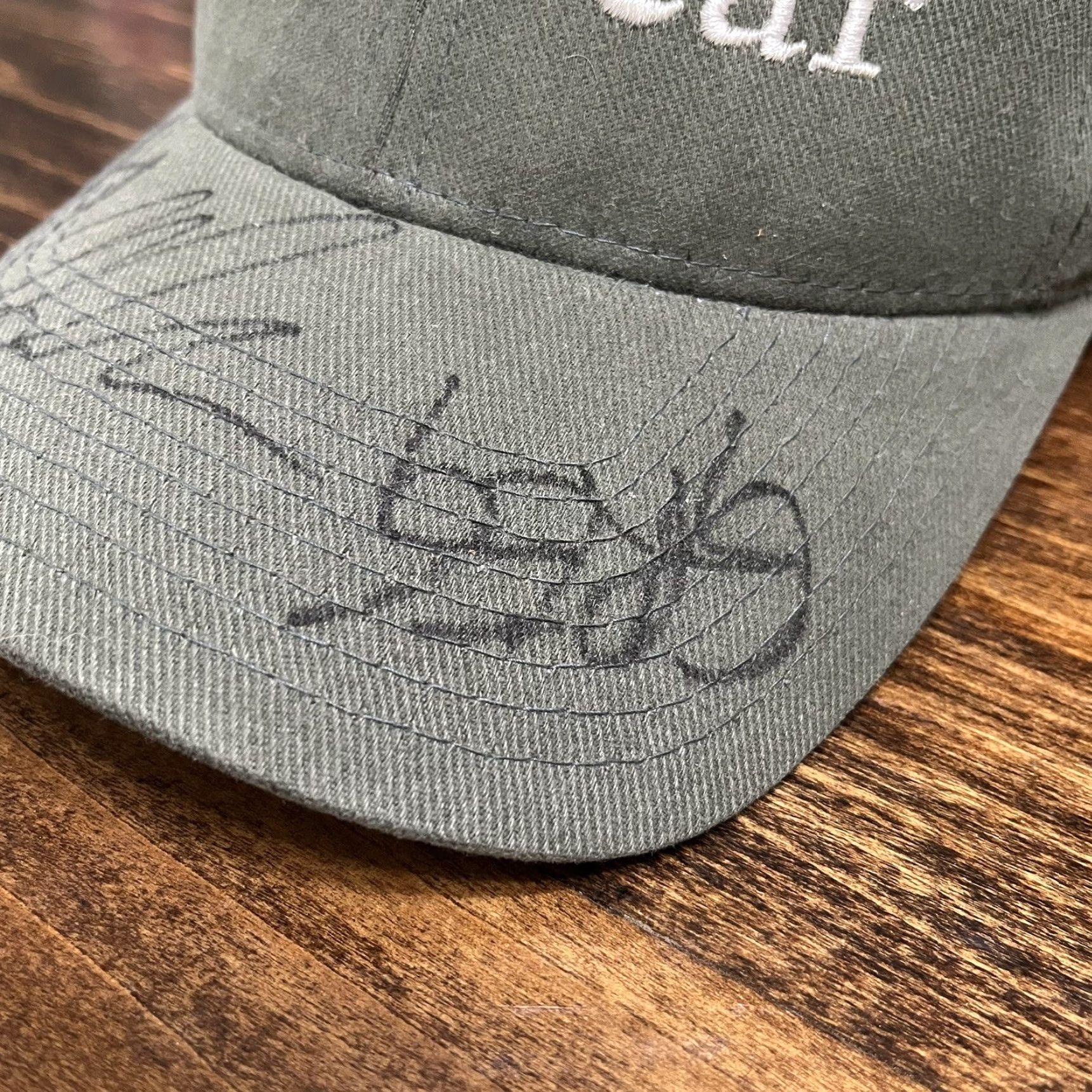 Vintage VINTAGE Flexfit Baseball Cap Hat Mens One Size S/M Green Signed Autograph 90s Punk Rock Tour Size ONE SIZE - 4 Thumbnail