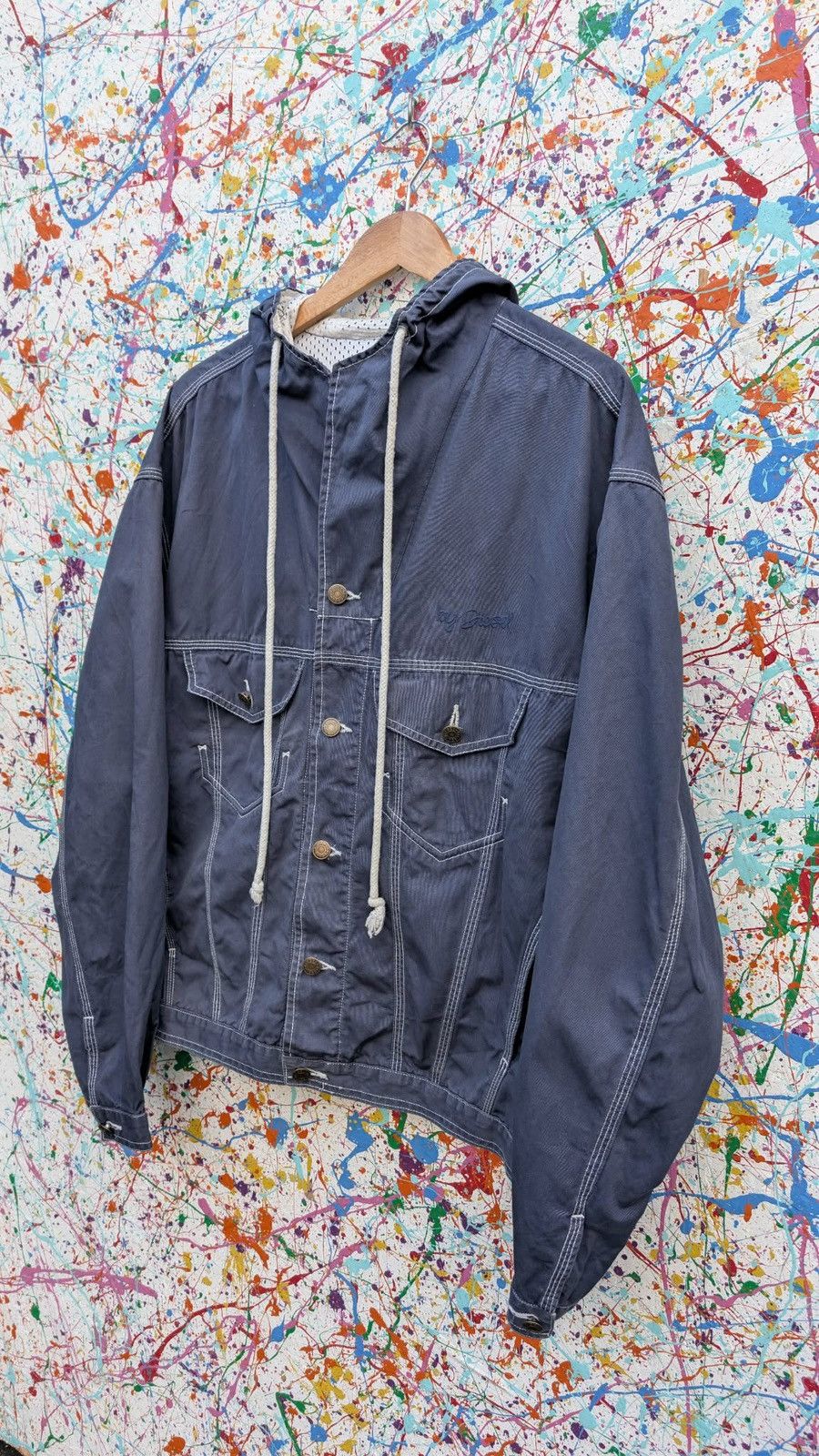 Diesel Vintage diesel jacket hoody windbreaker 90s zip up navy blue Size US L / EU 52-54 / 3 - 4 Thumbnail