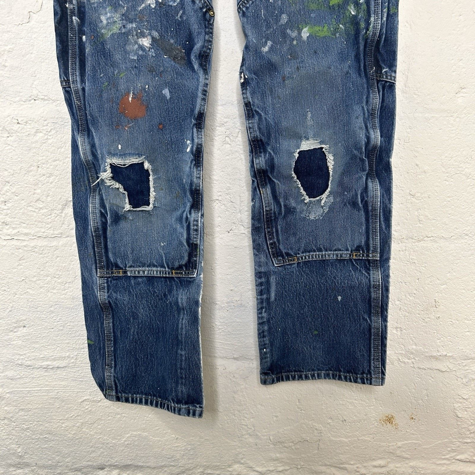 Carhartt Thrashed Paint Splattered Carhartt DoubleKnee Logger Denim Size US 34 / EU 50 - 4 Thumbnail