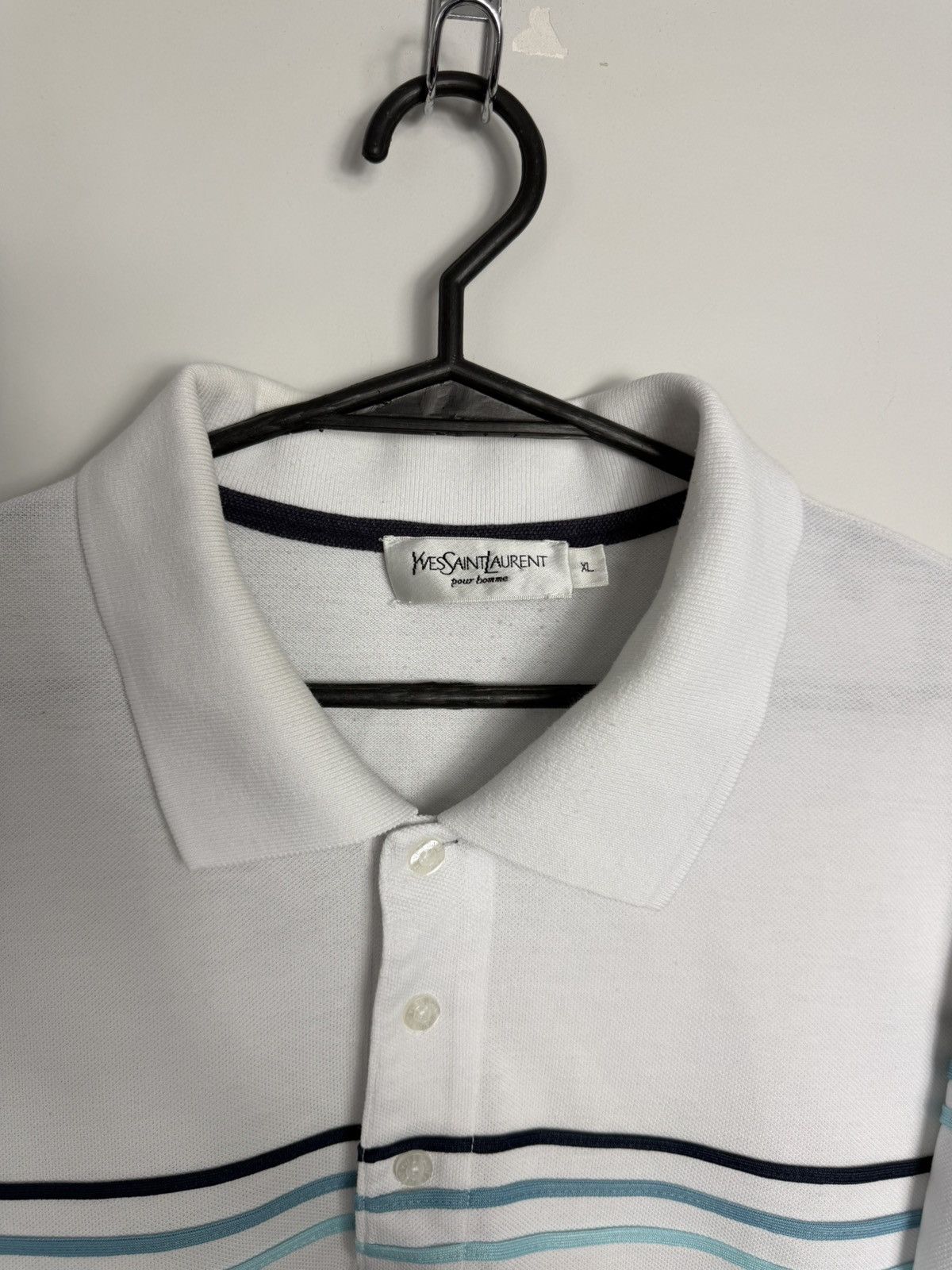Yves Saint Laurent Yves Saint Laurent Big Log White Polo Shirt Size US XL / EU 56 / 4 - 4 Thumbnail