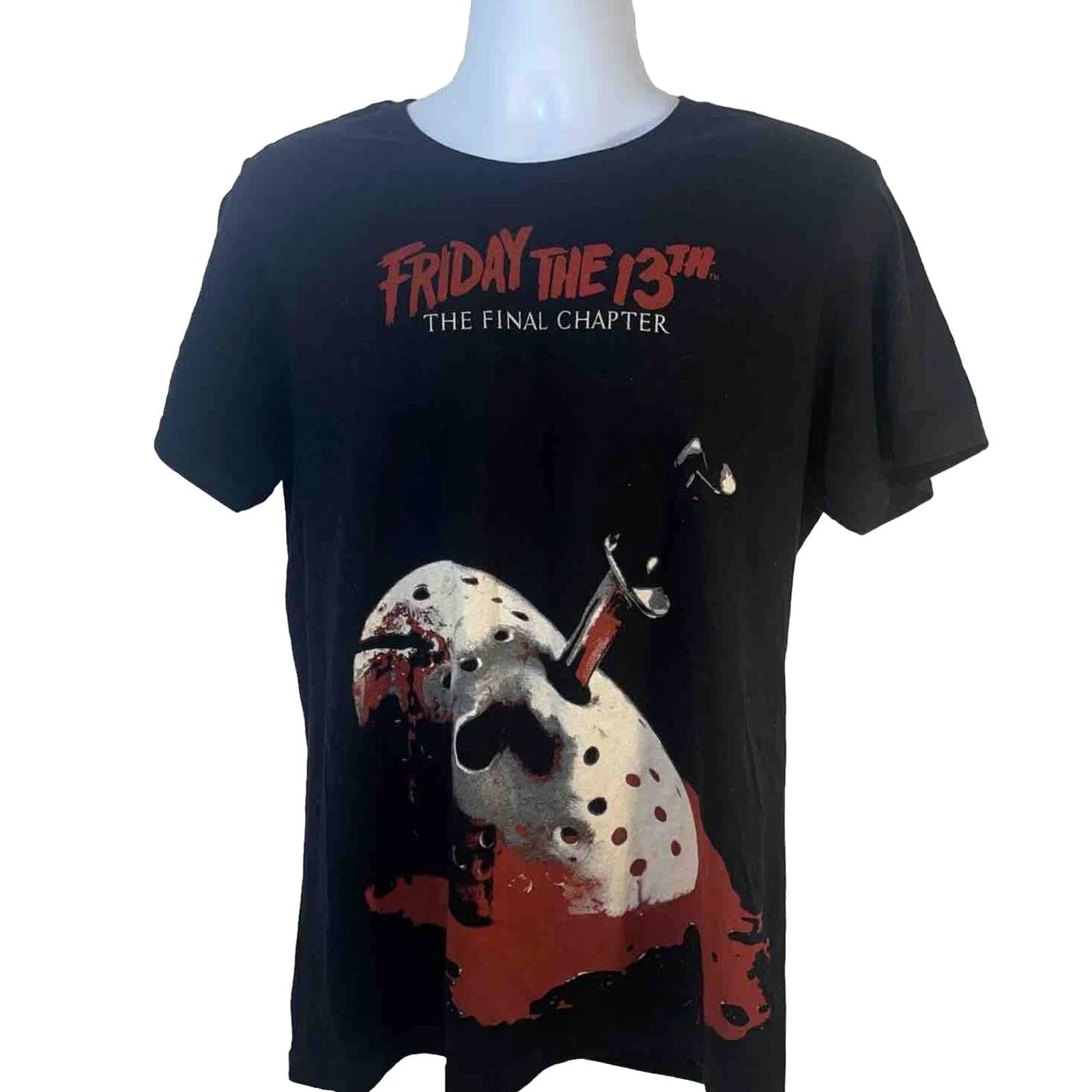 Vintage Friday The 13th Shirt Men L Black Crew Neck Short Sleeve Logo Knit Cotton 2010s Horror Jason Weekend Wear Adult Regular Fit Size US L / EU 52-54 / 3 - 2 Thumbnail