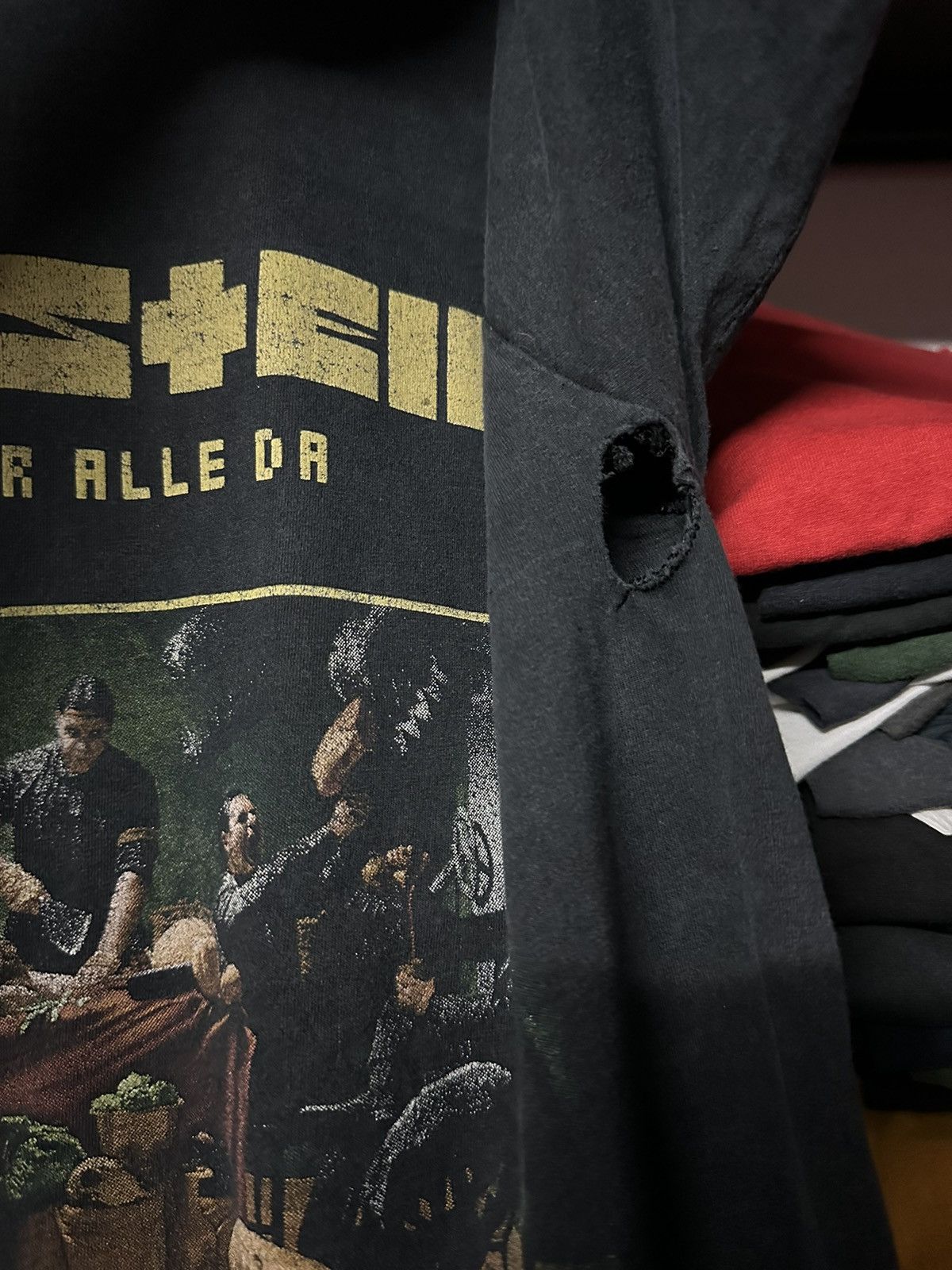 Band Tees × Vintage Thrashed Vintage Rammstein Promo Distressed Faded Tee Size US L / EU 52-54 / 3 - 13 Thumbnail