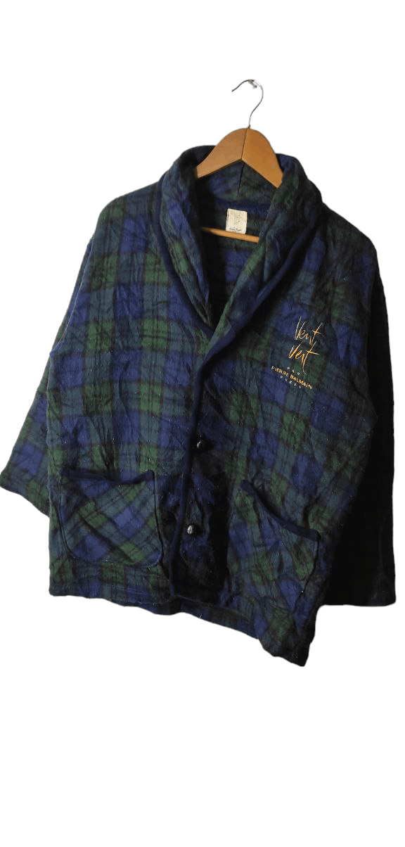 Pierre Balmain PIERRE BALMAIN VENT VENT CHECKERED FLEECE BUTTON JACKET Size M / US 6-8 / IT 42-44 - 2 Thumbnail