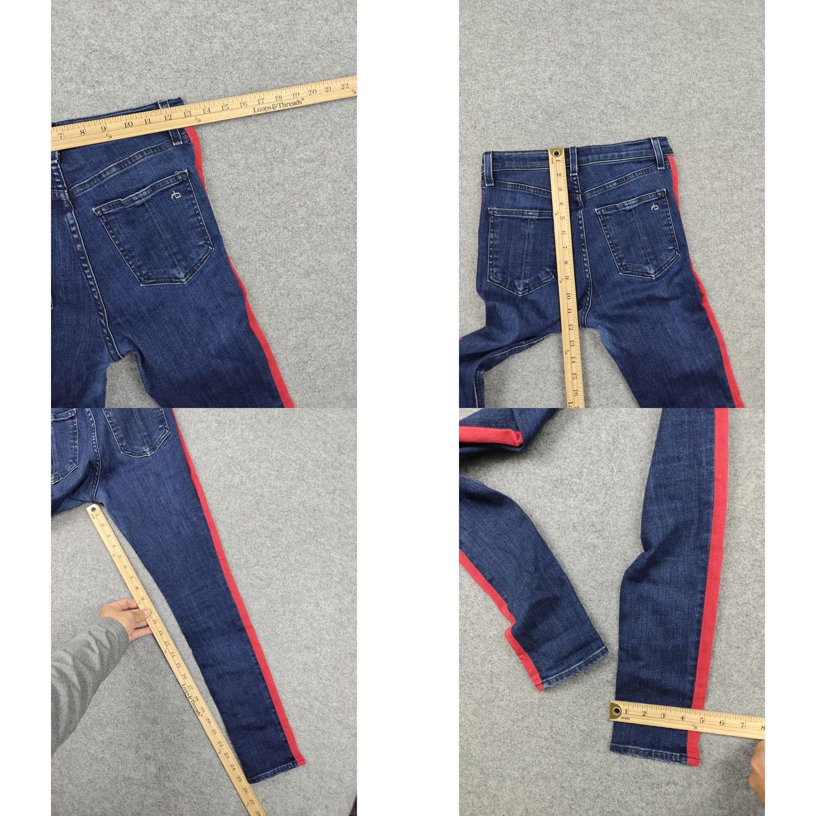 Rag & Bone Rag & Bone Skinny Jeans Womens 27 Blue Medium Wash Red Stripe Denim 27x29 Jeans Size 27" / US 4 / IT 40 - 8 Thumbnail