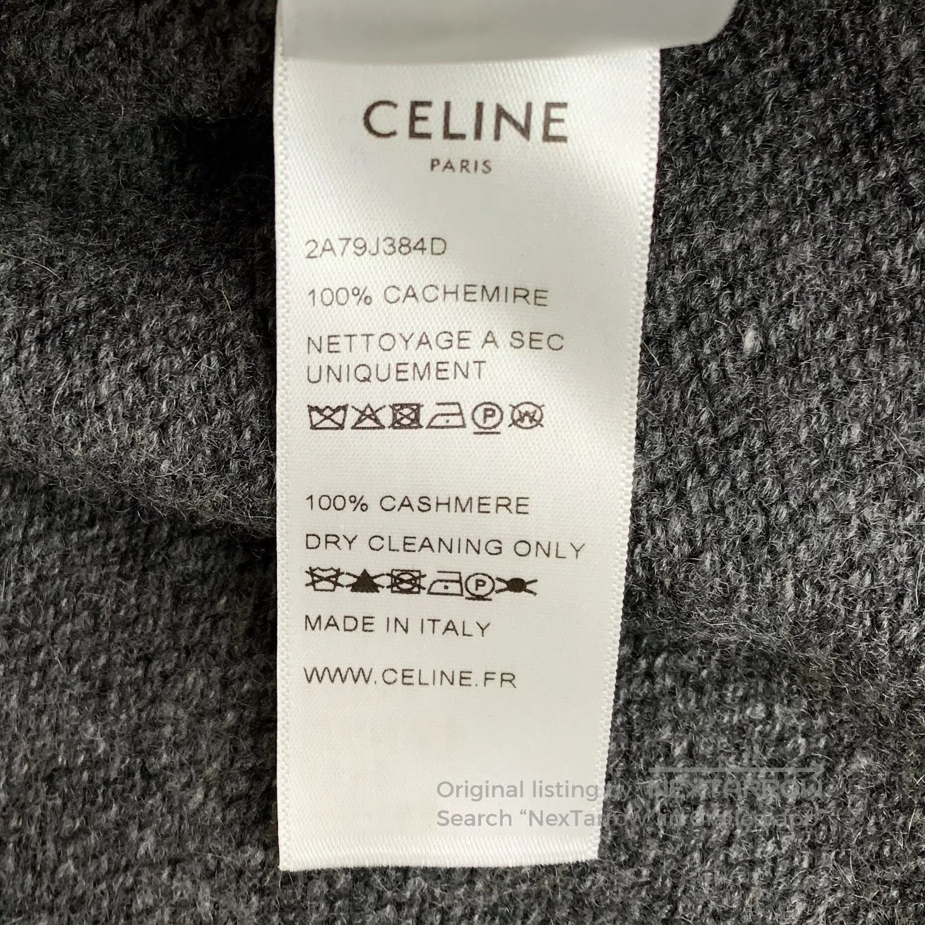 Celine CELINE Dark gray pocket chain design cashmere V-neck long- Size US M / EU 48-50 / 2 - 7 Thumbnail