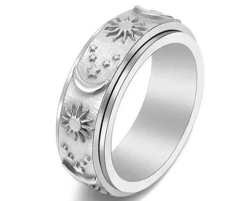 VIBE Black Color The Eyes Engraved Ring (Size 7-11) Size ONE SIZE - 1 Thumbnail