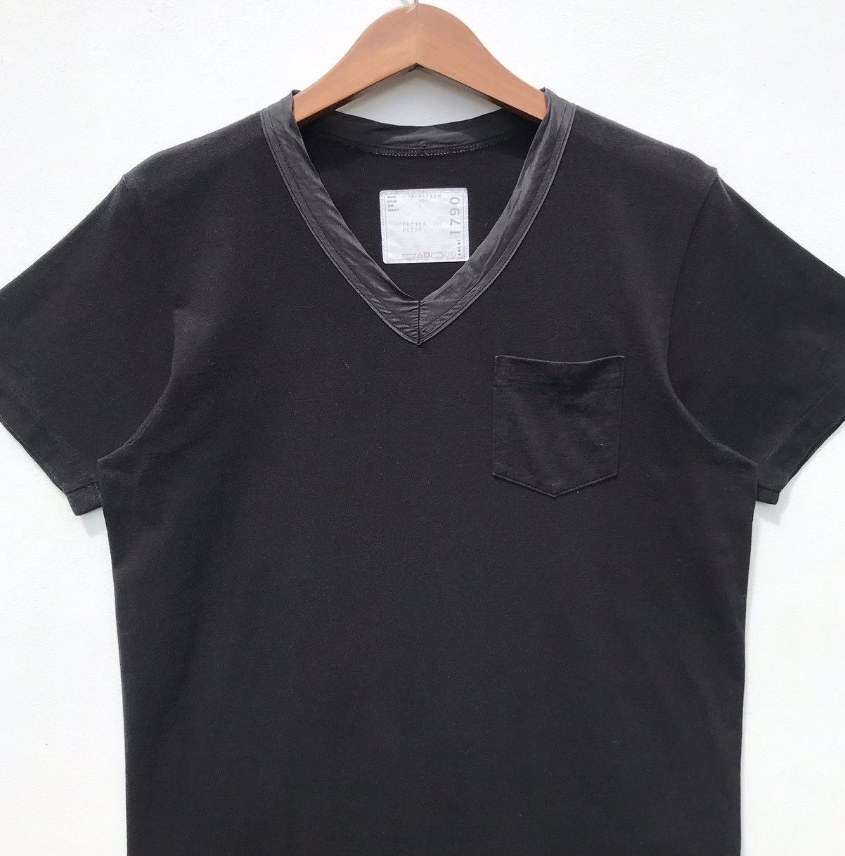 Sacai Sacai 1790 Black Vneck Pocket Tee Sacai Japanese Designer Size US M / EU 48-50 / 2 - 9 Thumbnail