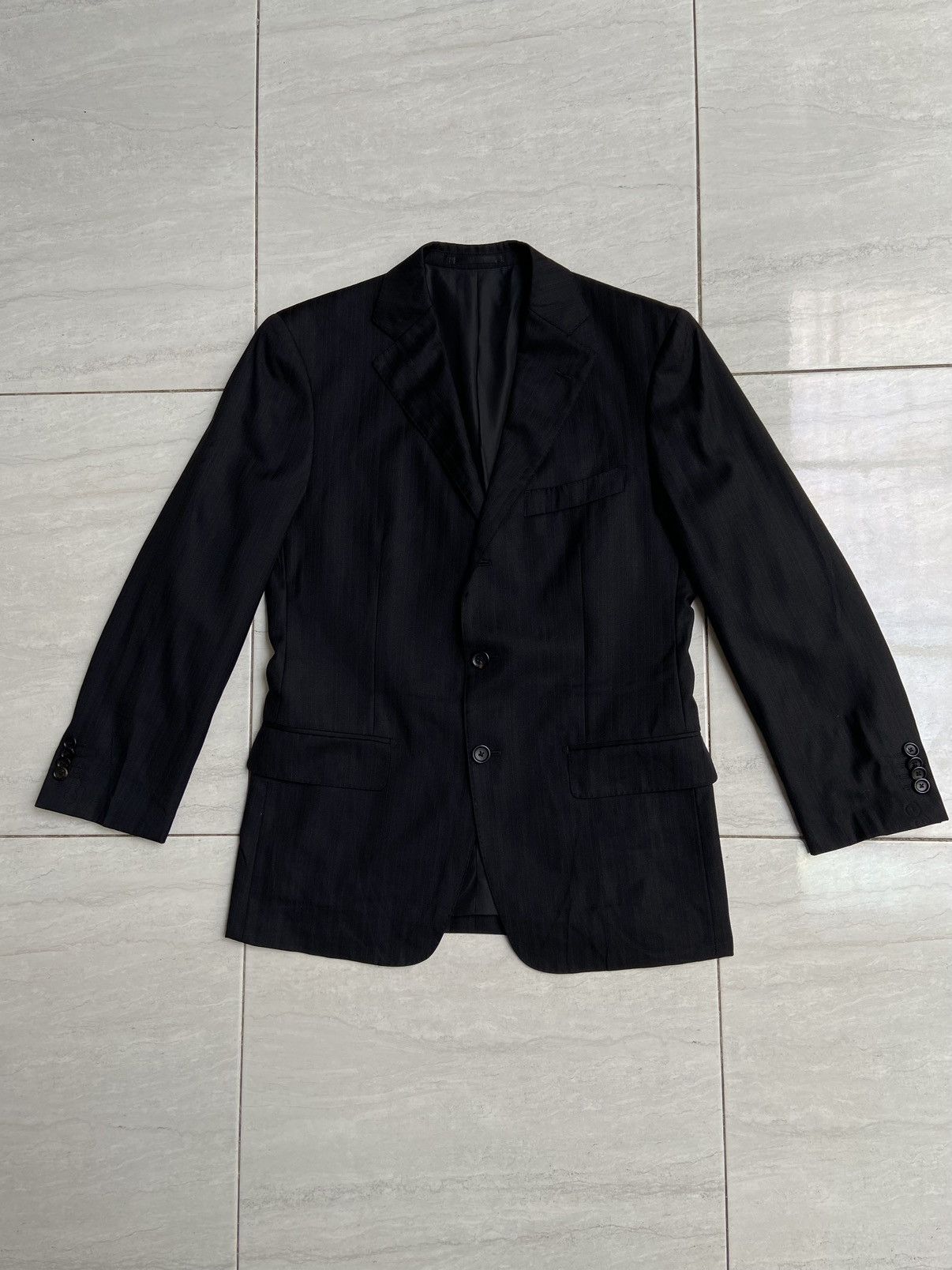 Loro Piana LORO PIANA VISARUNO Black Suit Size 50L - 6 Thumbnail