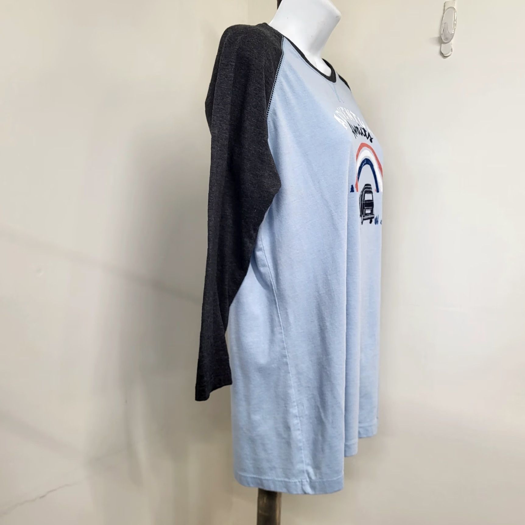 The North Face The North Face T-Shirt Women's XXL Blue Raglan "Adventure Awaits" Camper Shirt Womens Regular Size 2XL Blue Raglan Sleeve, Outdoor, Casual Size XXL / US 16-18 / IT 52-54 - 3 Thumbnail