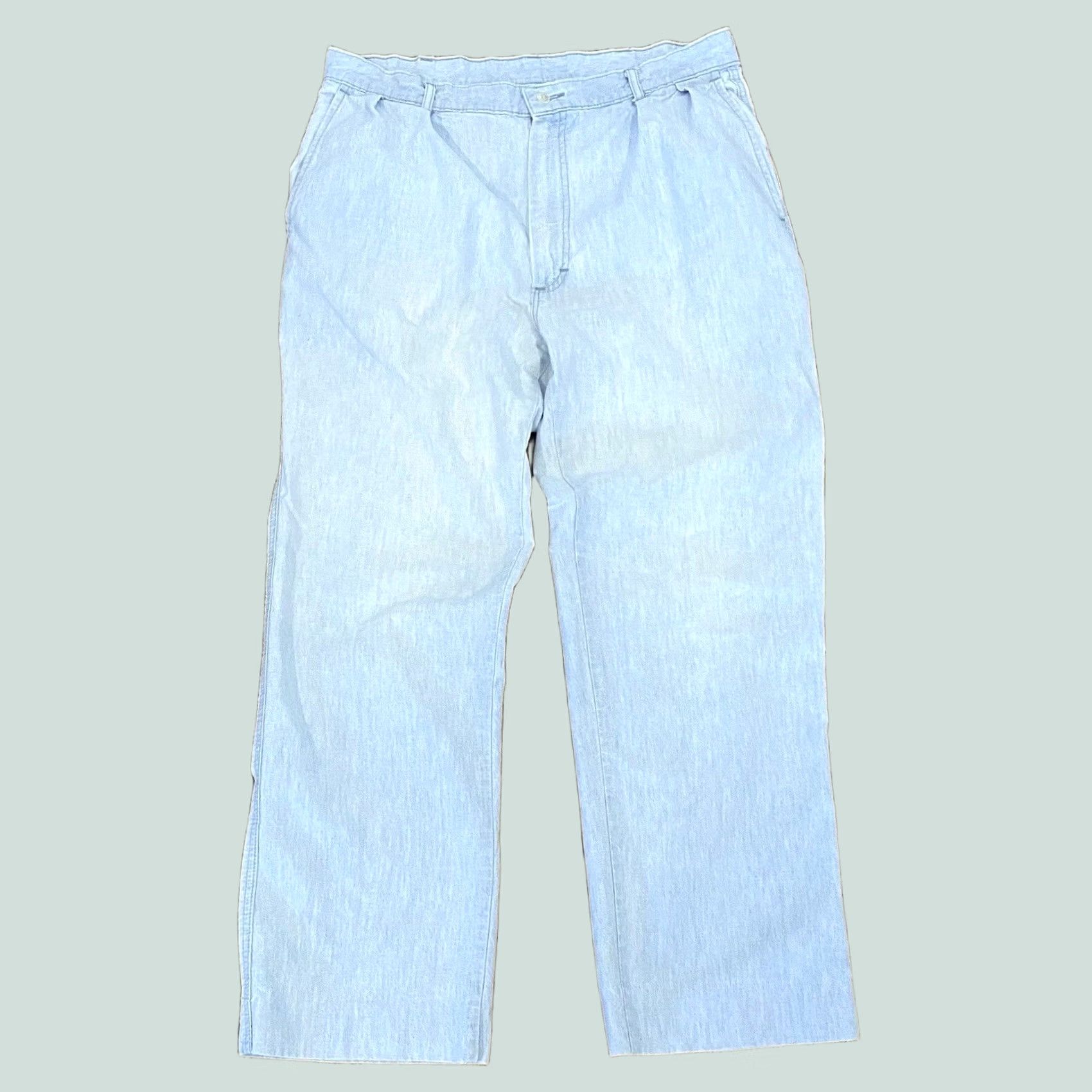 Eddie Bauer VINTAGE Eddie Bauer Denim Jeans Chinos Pleated Front 34x27.5 Mens Blue Cotton Pants Jeans Chinos 90s Mens Size US 34 / EU 50 - 1 Thumbnail