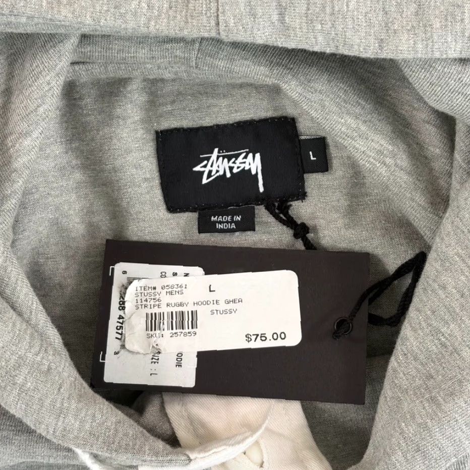 Spell Stussy Rugby Shirt Spell Out Logo Hoodie Multicolor Grey Black Red Colorblock Men L Hoodie Size US L / EU 52-54 / 3 - 2 Thumbnail