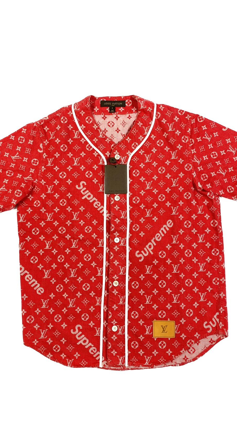 Louis Vuitton × Supreme Louis Vuitton X Supreme S Red baseball Jersey Denim Monogram Size US S / EU 44-46 / 1 - 2 Thumbnail