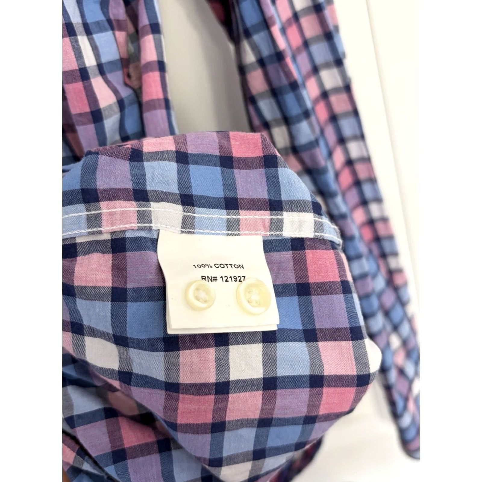 johnnie-O johnnie-O Shirt Mens Pink Blue Plaid Long Sleeve Button Up sz XL Size US XL / EU 56 / 4 - 5 Thumbnail