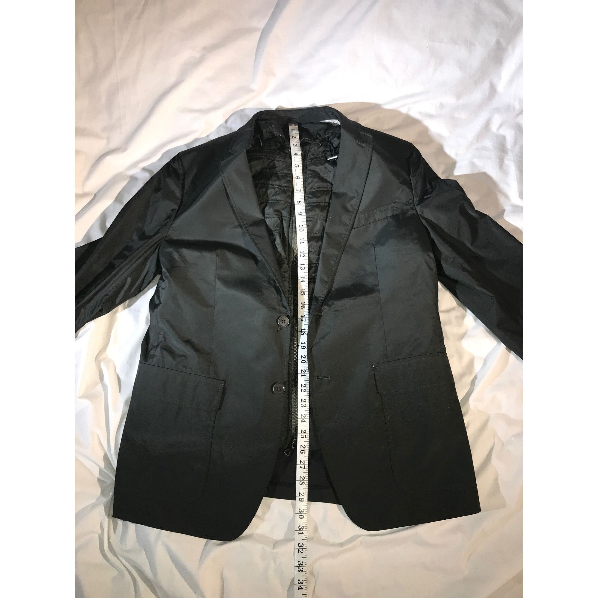 Banana Republic Mens Green Blazer/Field Jacket W/Hood Vest