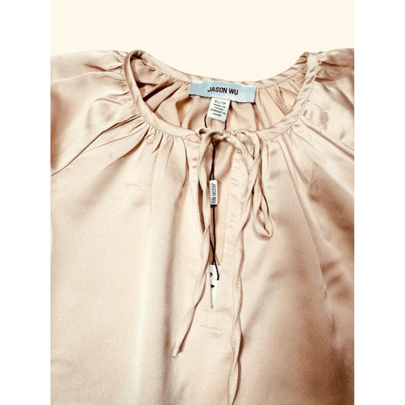 Jason Wu NWT New Jason Wu Tie Front Long Sleeve Satin Blouse In Rich Size XS / US 0-2 / IT 36-38 - 3 Thumbnail