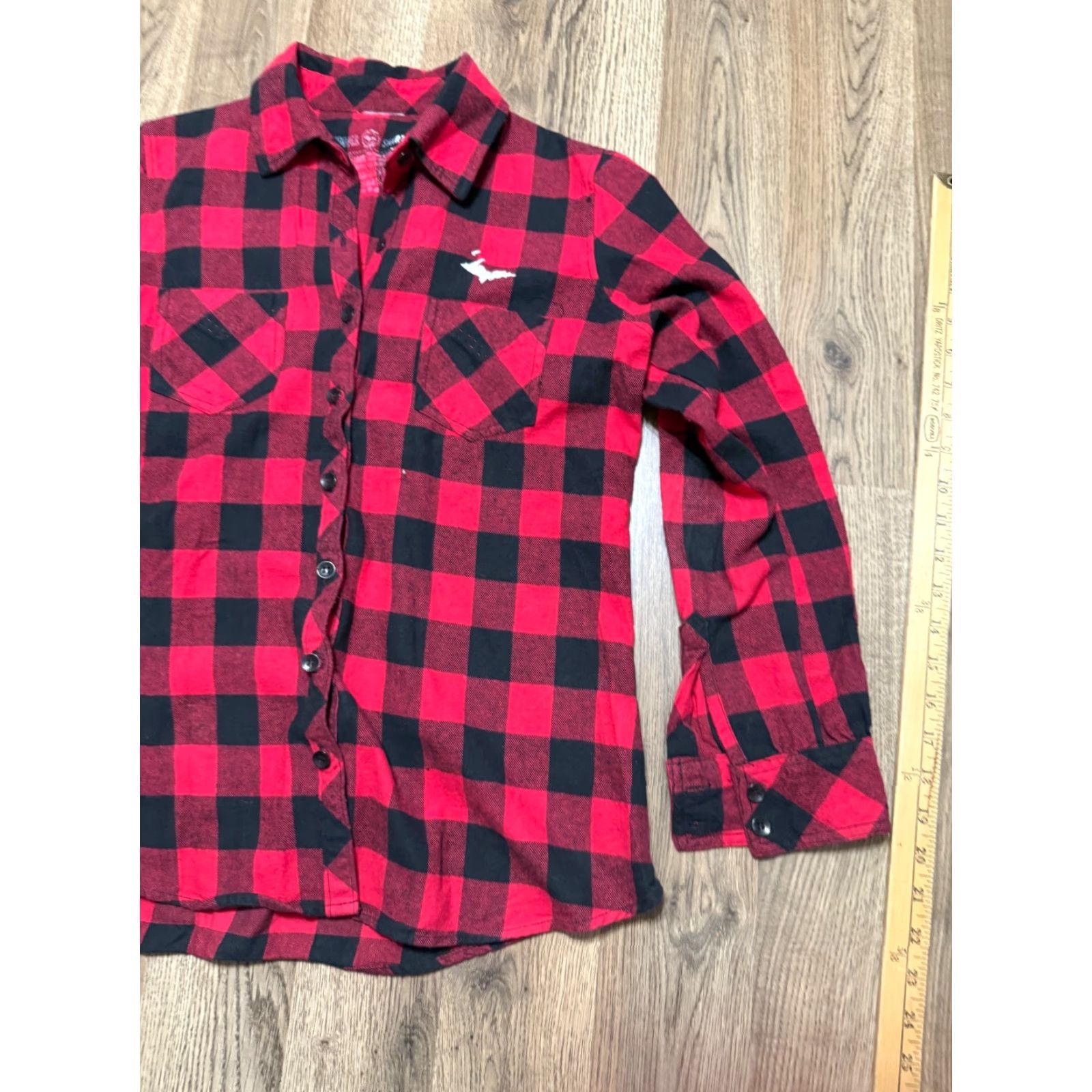 Vintage Yooper Shirt Women's M Black Red Plaid Long Sleeve Button-Up Shirt Size M / US 6-8 / IT 42-44 - 4 Thumbnail
