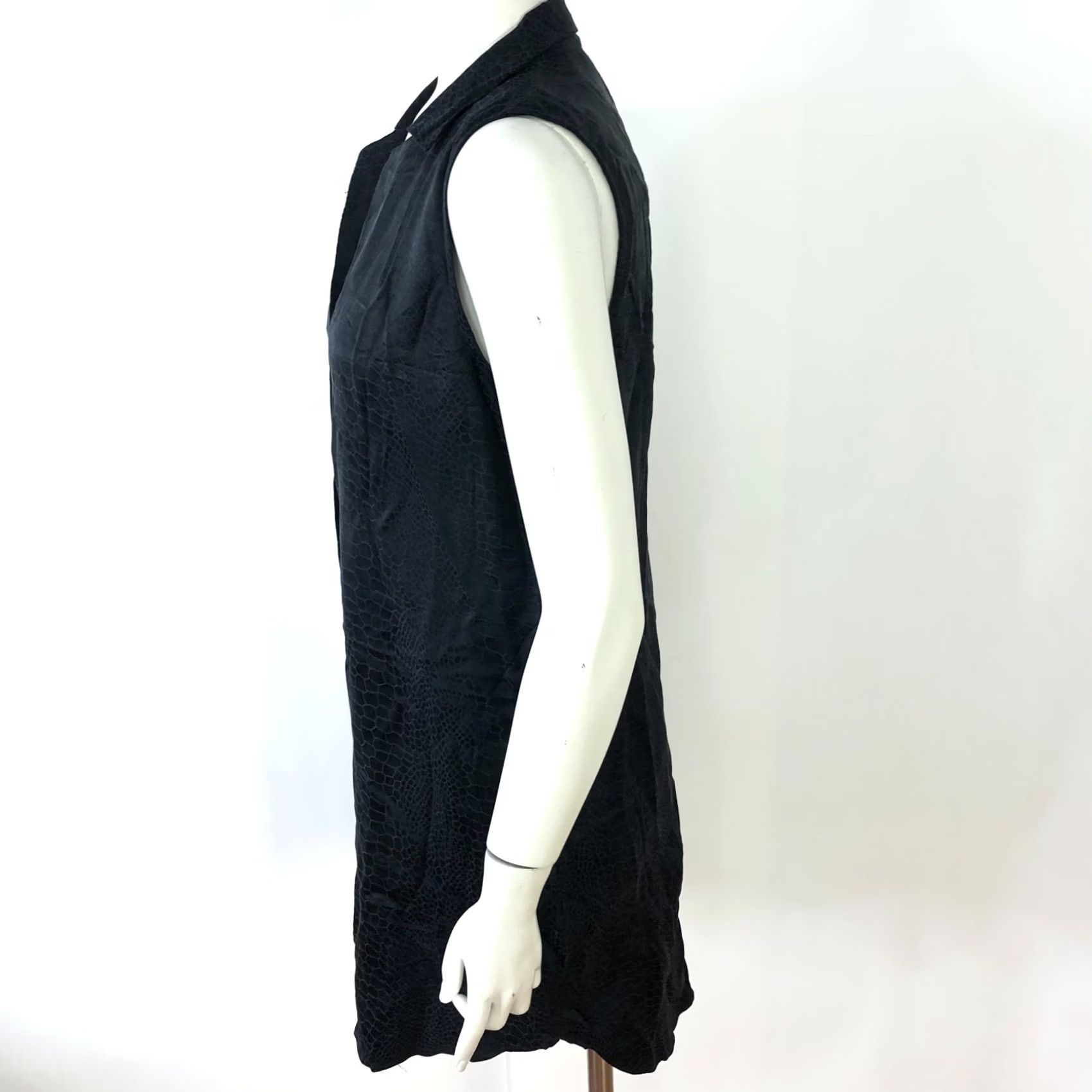 Equipment Equipment Femme Mini Dress Shirt Womens Small 100% Silk Black All Over Print Button Size S / US 4 / IT 40 - 3 Thumbnail