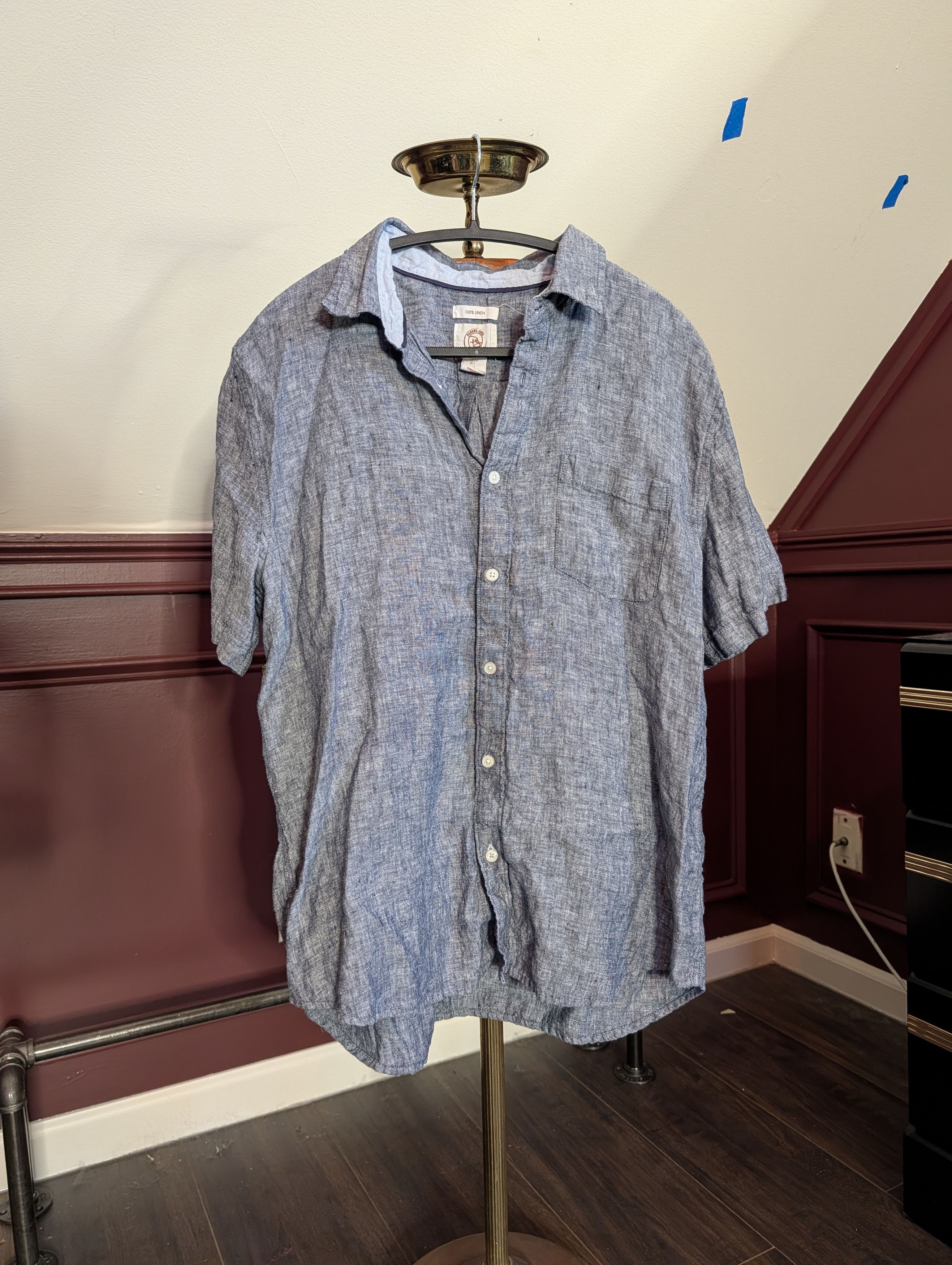 Panama Jack Pure linen gray/blue S/S button up shirt Size US L / EU 52-54 / 3 - 1 Thumbnail