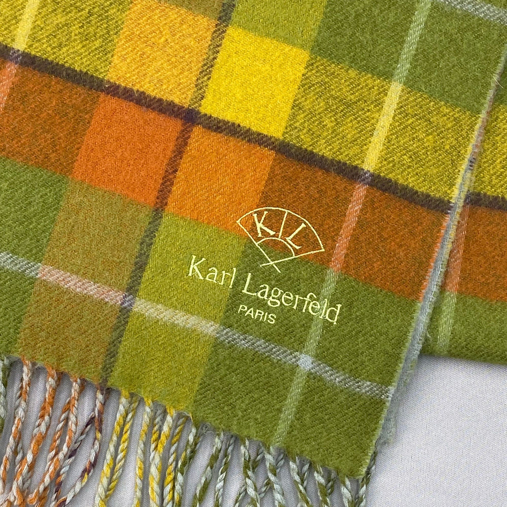 Karl Lagerfeld Vintage Karl Lagerfeld Scarf Muffler Wool Plaid Scarves Size ONE SIZE - 4 Thumbnail