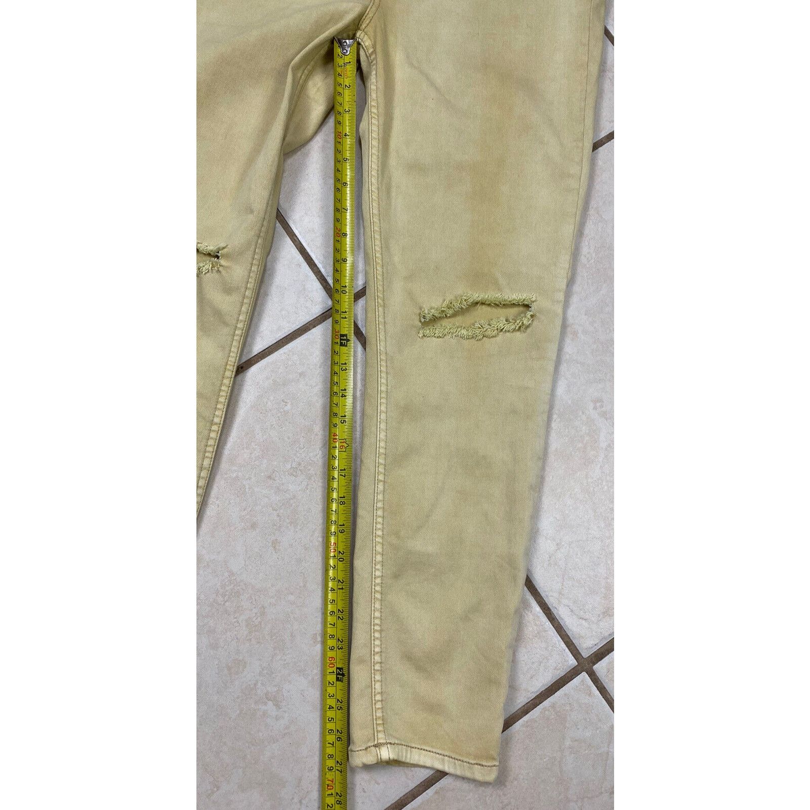 Free People Free People Yellow Jeggings 31 Skinny Distressed Pants Size 31" - 9 Thumbnail