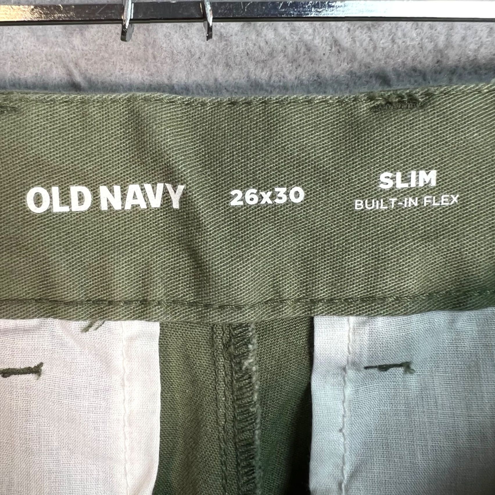 Old Navy VINTAGE Old Navy Slim Built-In Flex Olive Green Pants 26 x 30 NEW! Size US 26 / EU 42 - 3 Thumbnail